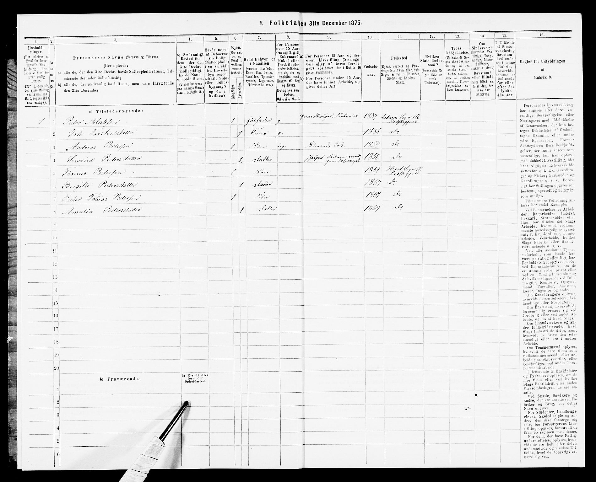 SAK, 1875 census for 1039P Herad, 1875, p. 331