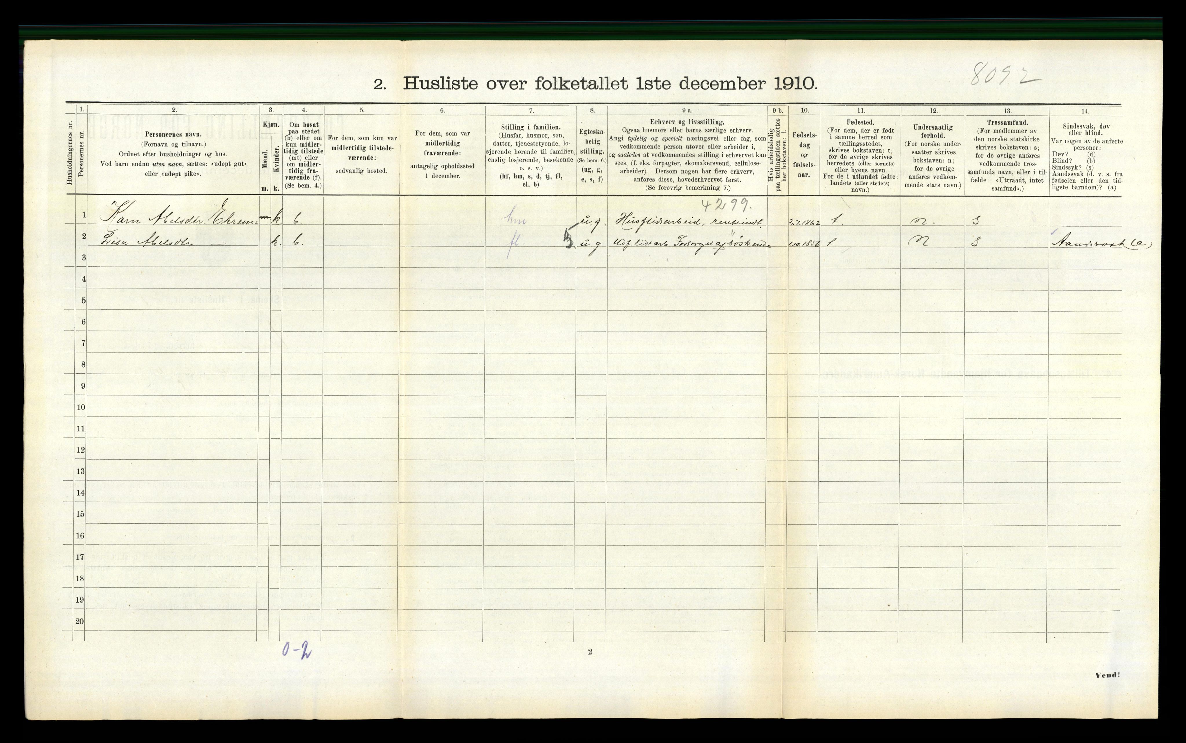 RA, 1910 census for Vanylven, 1910, p. 444