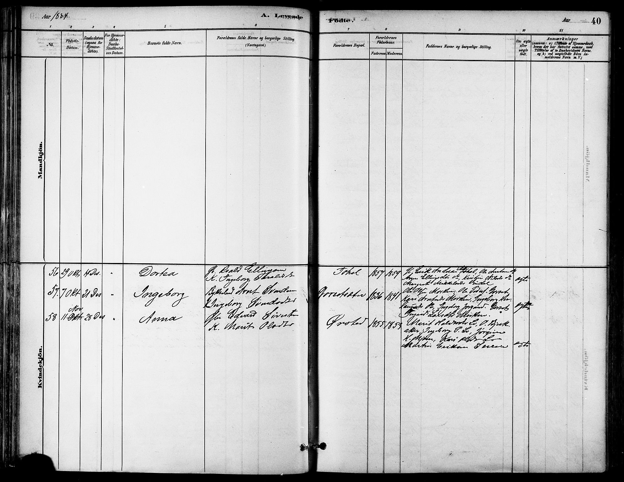 Ministerialprotokoller, klokkerbøker og fødselsregistre - Sør-Trøndelag, SAT/A-1456/678/L0901: Parish register (official) no. 678A10, 1881-1894, p. 40