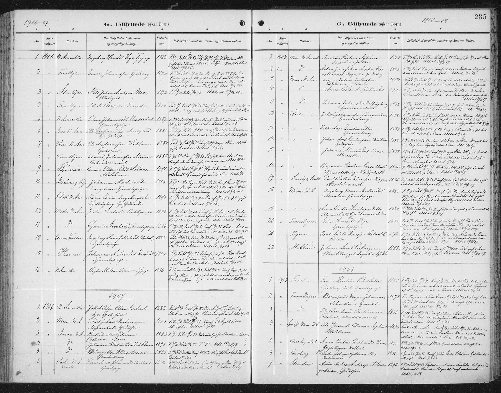 Ministerialprotokoller, klokkerbøker og fødselsregistre - Nord-Trøndelag, SAT/A-1458/701/L0011: Parish register (official) no. 701A11, 1899-1915, p. 235