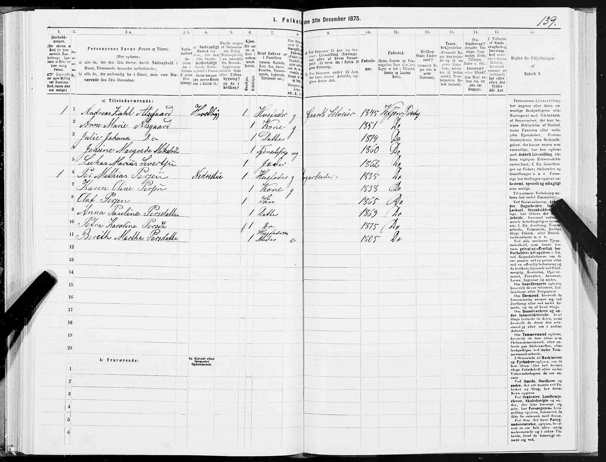 SAT, 1875 census for 1824L Vefsn/Vefsn, 1875, p. 1139