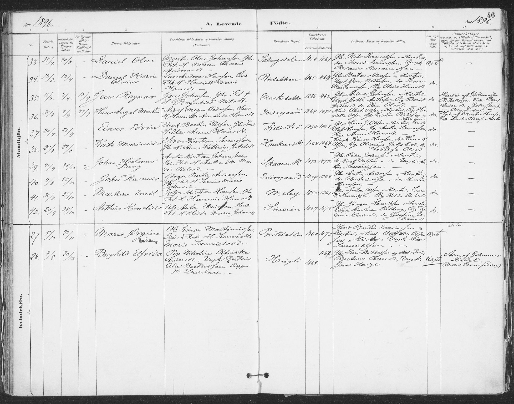 Ibestad sokneprestembete, AV/SATØ-S-0077/H/Ha/Haa/L0015kirke: Parish register (official) no. 15, 1888-1899, p. 46