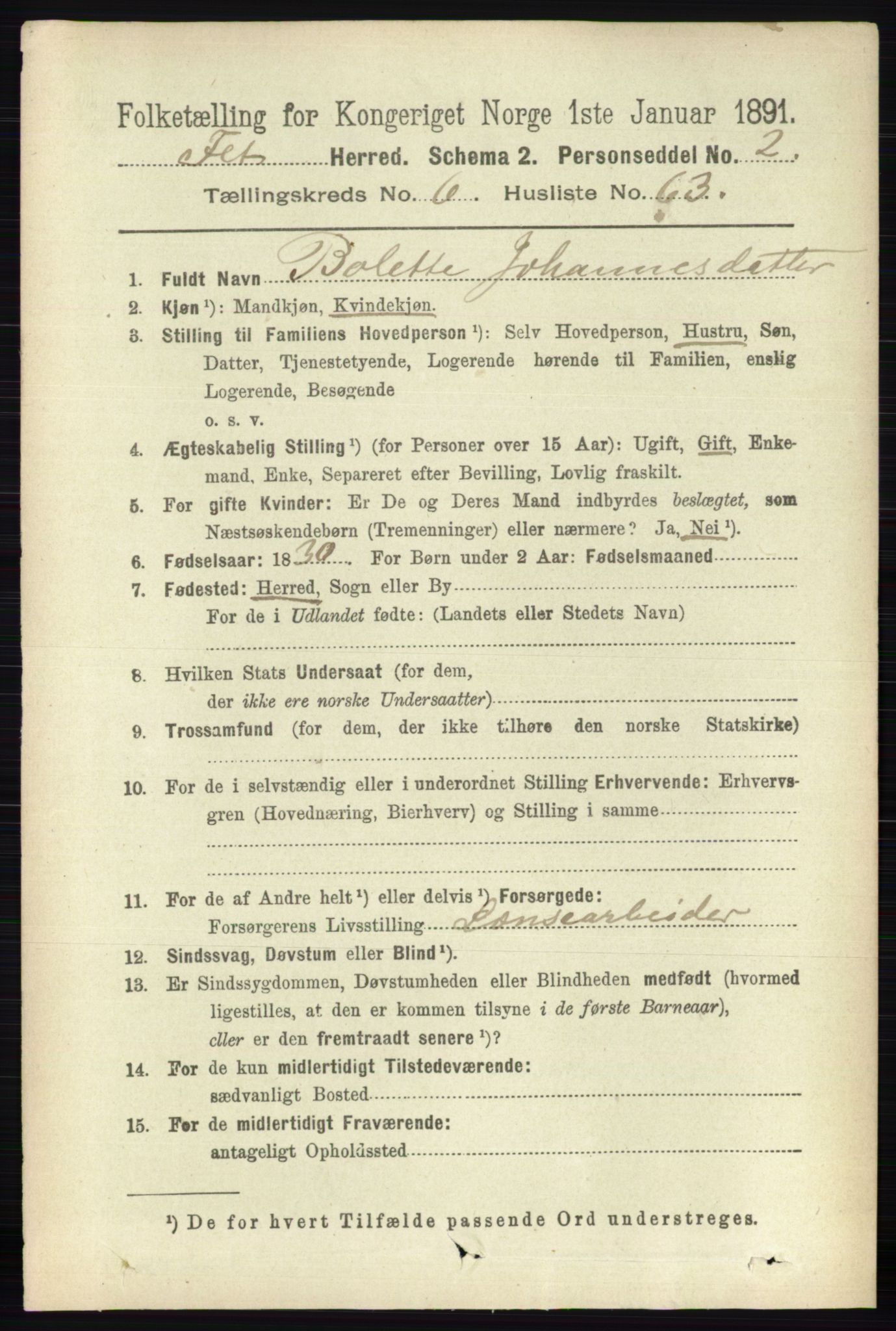 RA, 1891 census for 0227 Fet, 1891, p. 2348