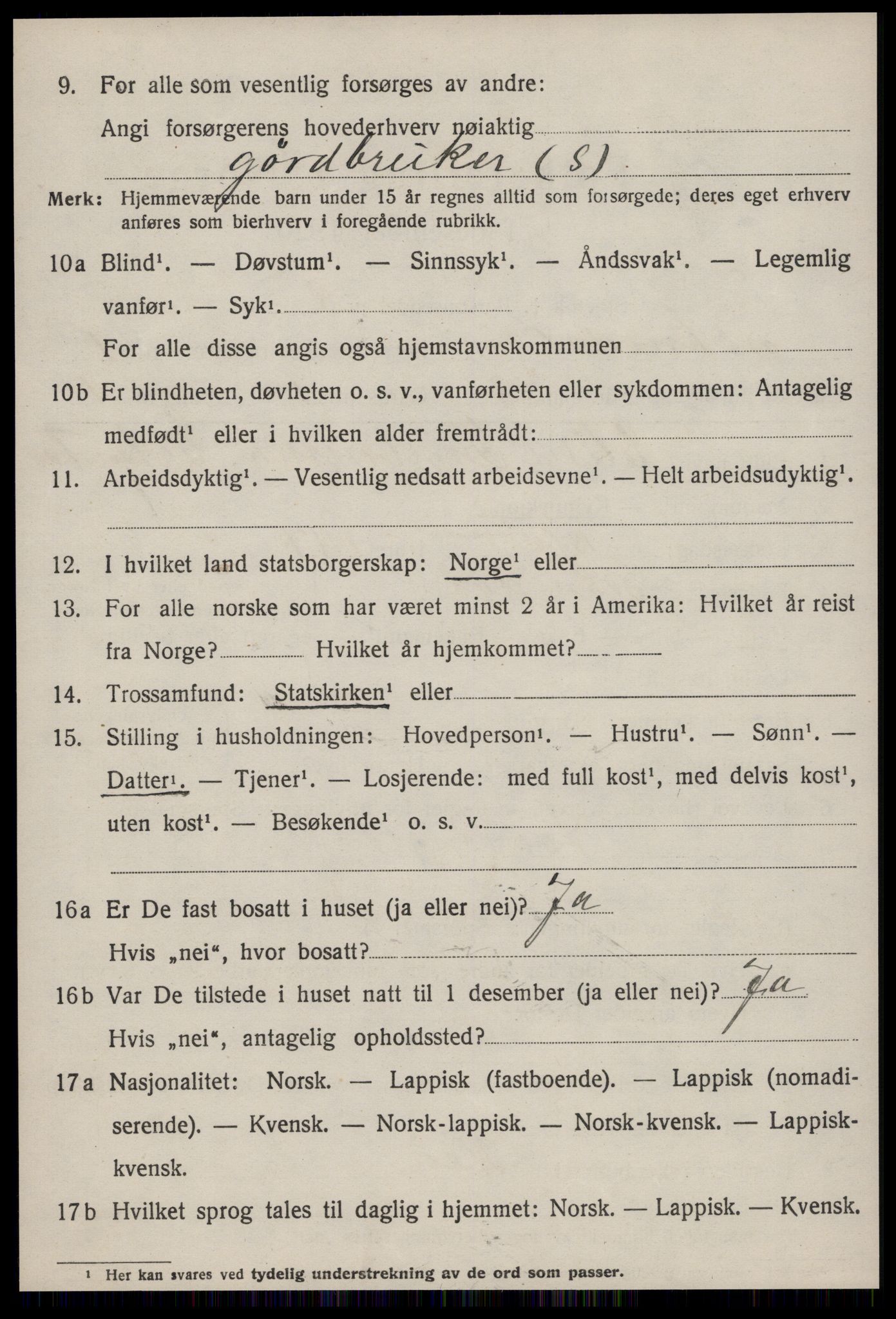 SAT, 1920 census for Soknedal, 1920, p. 853