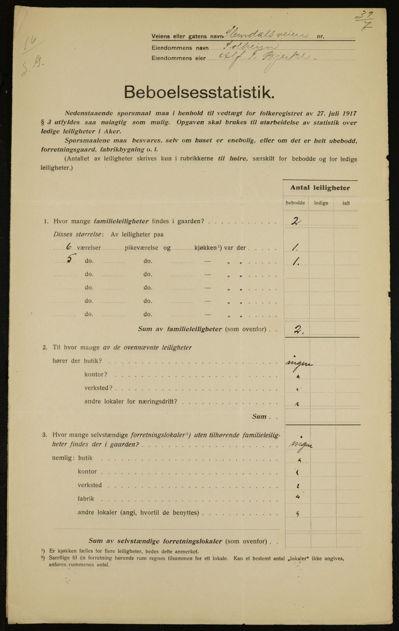 OBA, Municipal Census 1917 for Aker, 1917, p. 9588