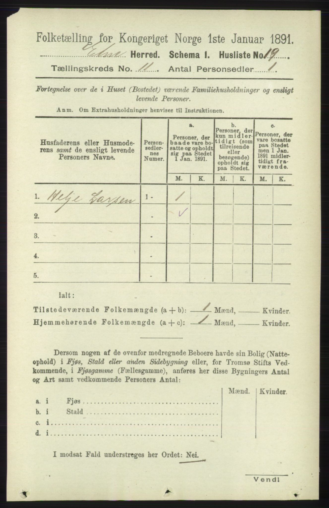 RA, 1891 census for 1211 Etne, 1891, p. 2221