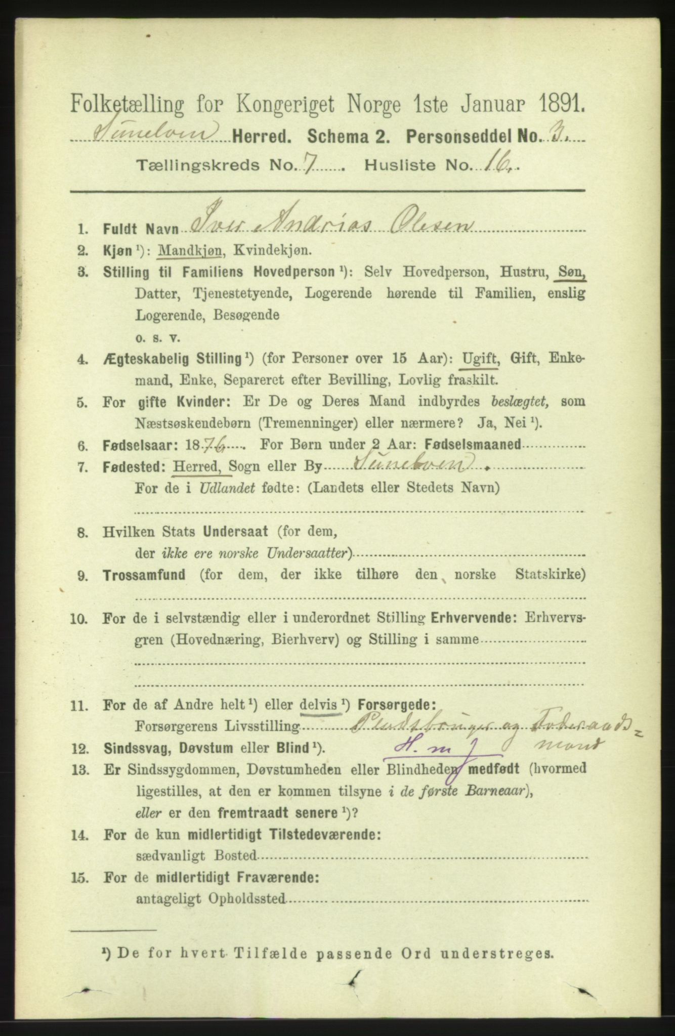 RA, 1891 census for 1523 Sunnylven, 1891, p. 1892