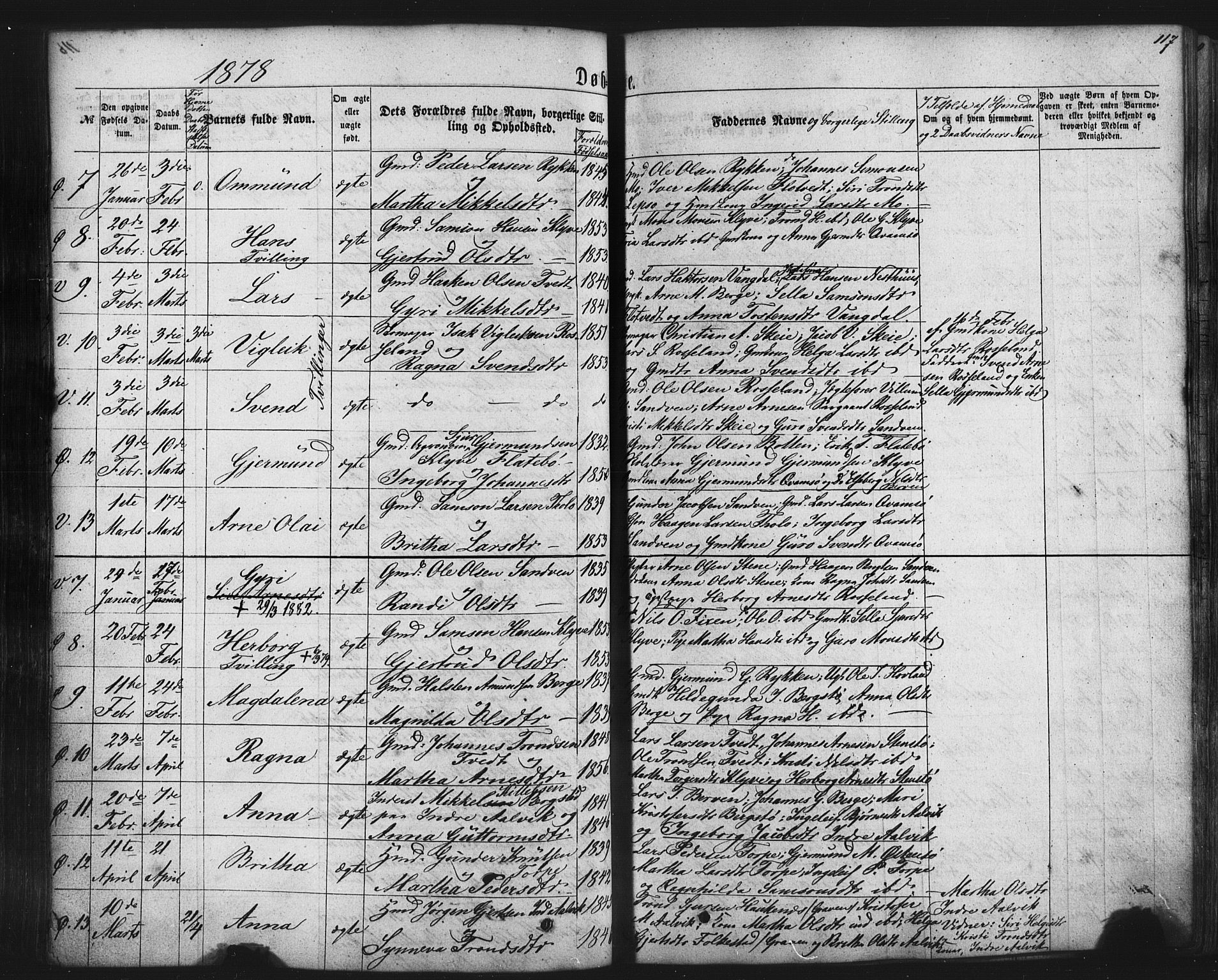 Kvam sokneprestembete, AV/SAB-A-76201/H/Haa: Parish register (official) no. A 9, 1864-1879, p. 117