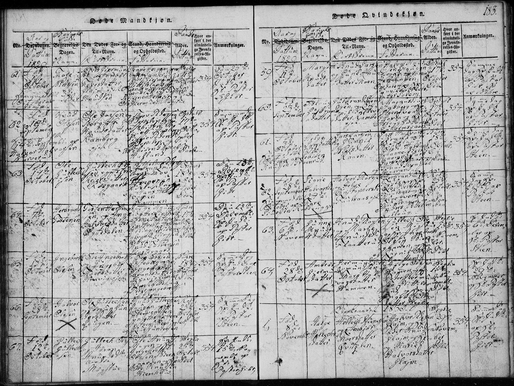 Rollag kirkebøker, SAKO/A-240/G/Ga/L0001: Parish register (copy) no. I 1, 1814-1831, p. 183