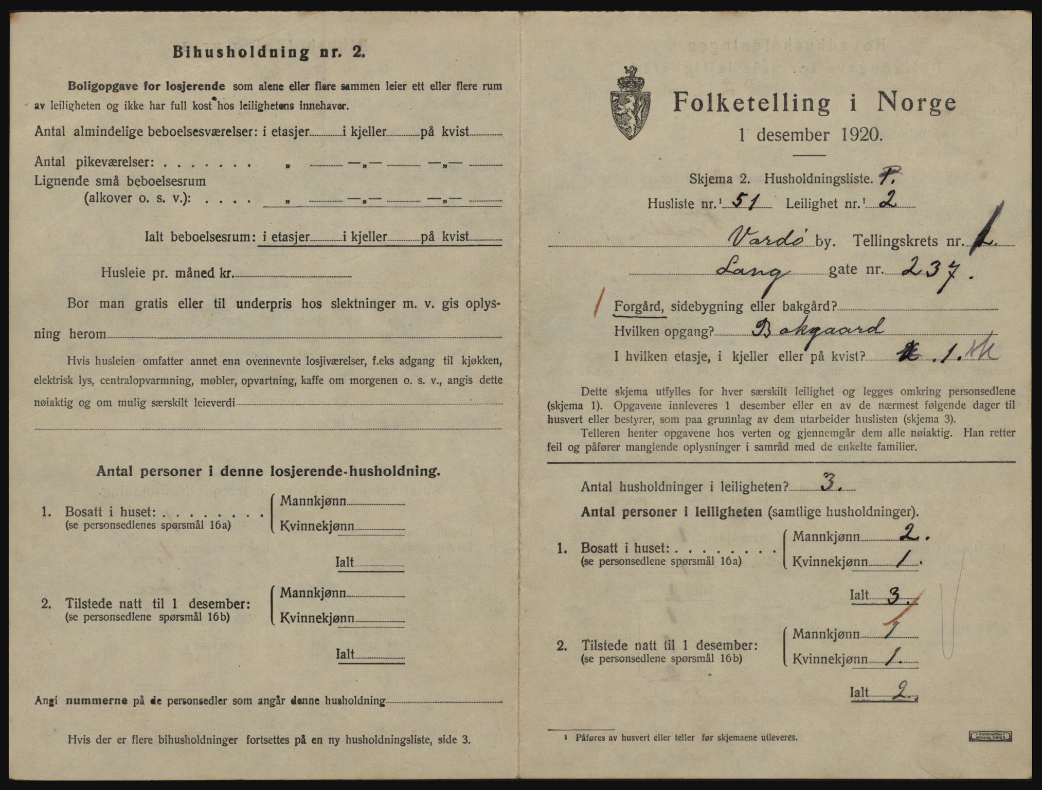 SATØ, 1920 census for Vardø, 1920, p. 1131