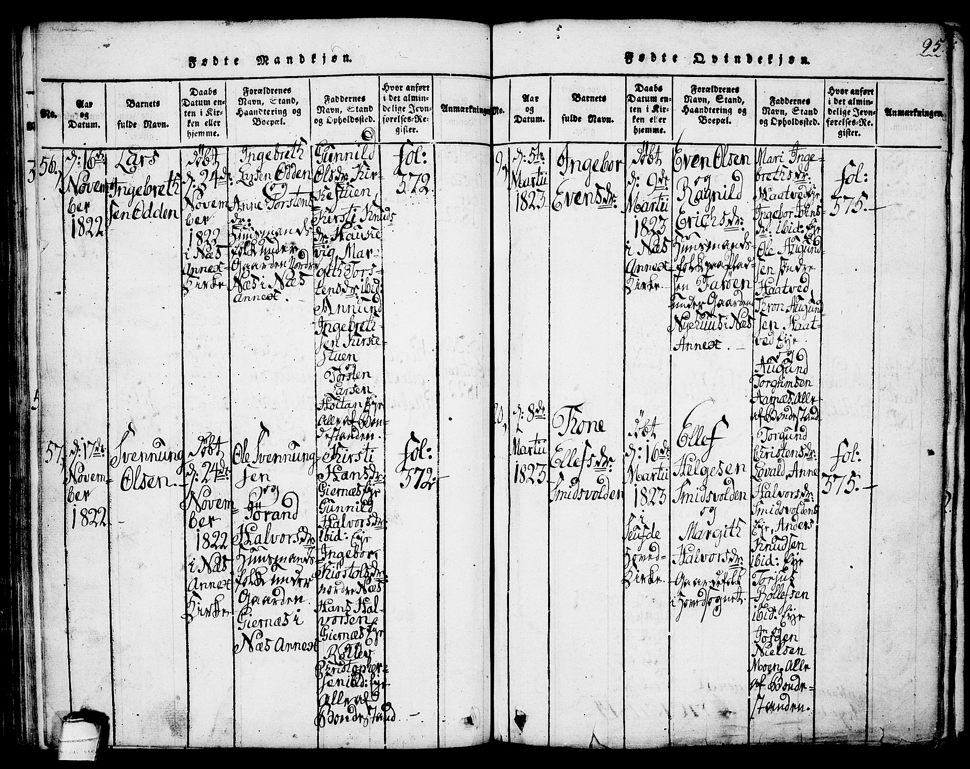 Sauherad kirkebøker, SAKO/A-298/G/Ga/L0001: Parish register (copy) no. I 1, 1815-1827, p. 95