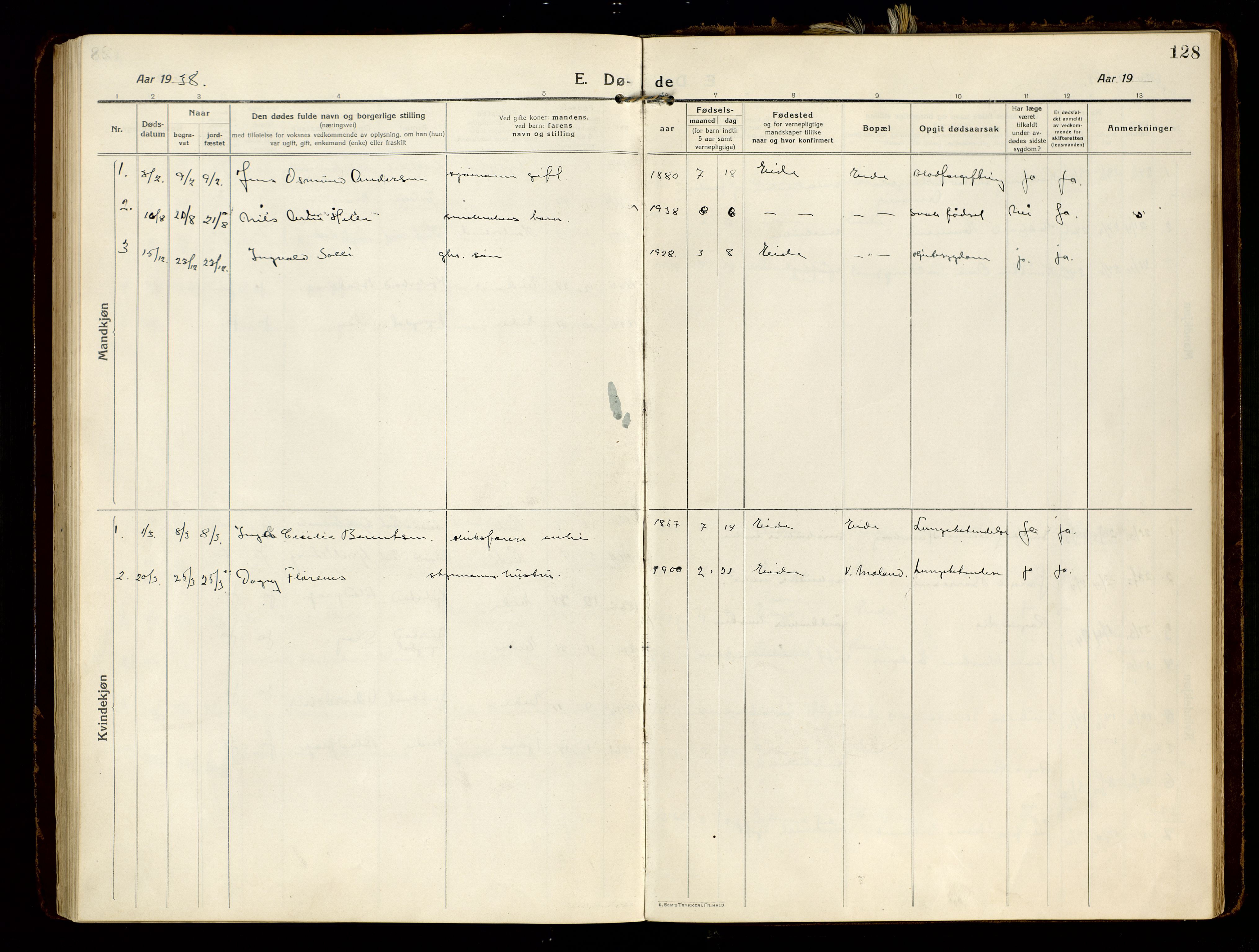 Hommedal sokneprestkontor, SAK/1111-0023/F/Fa/Faa/L0004: Parish register (official) no. A 4, 1916-1945, p. 128