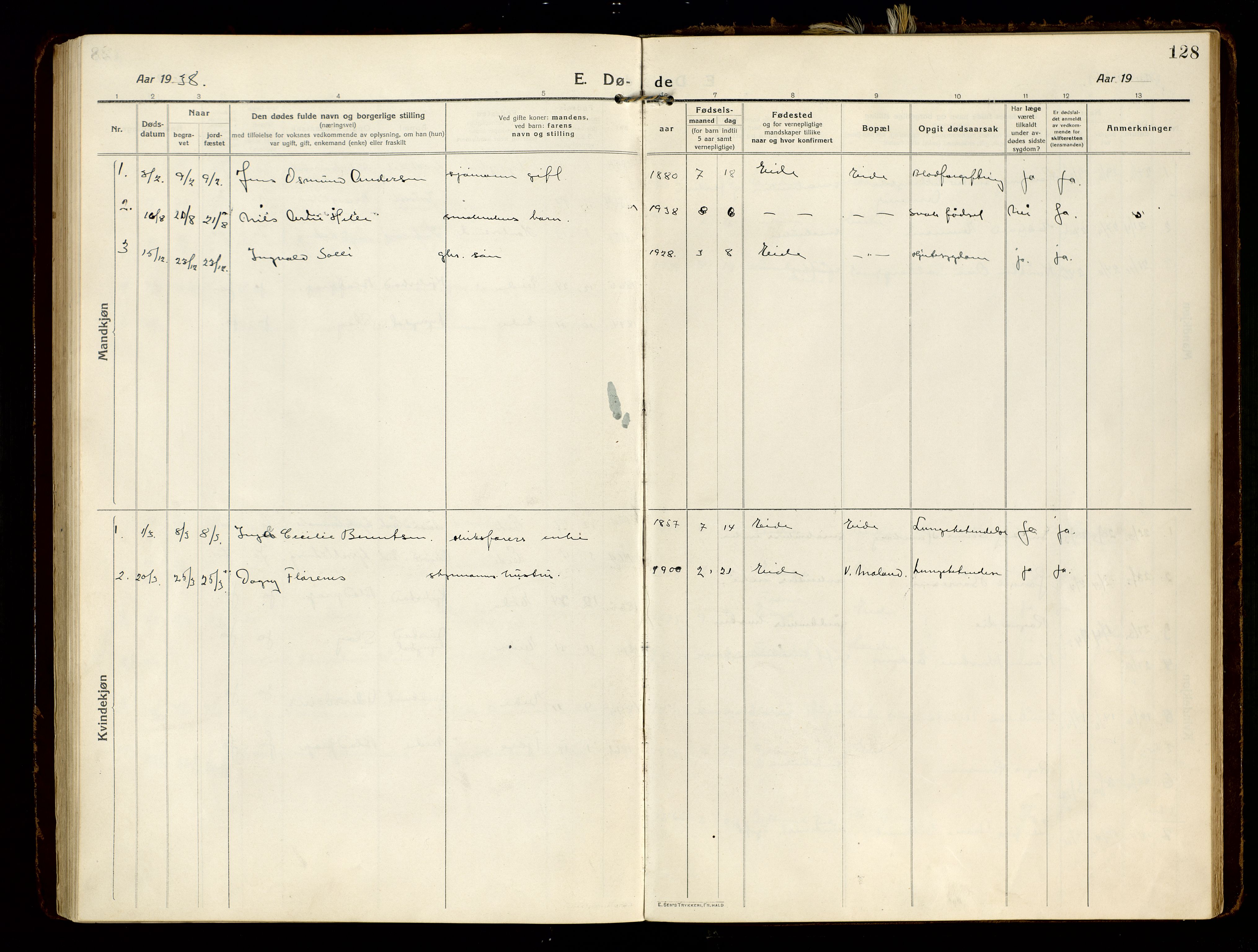 Hommedal sokneprestkontor, AV/SAK-1111-0023/F/Fa/Faa/L0004: Parish register (official) no. A 4, 1916-1945, p. 128