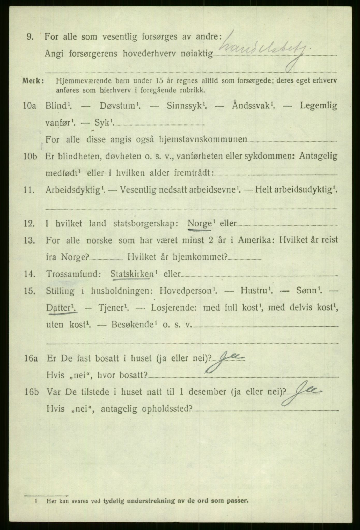 SAB, 1920 census for Voss, 1920, p. 3538
