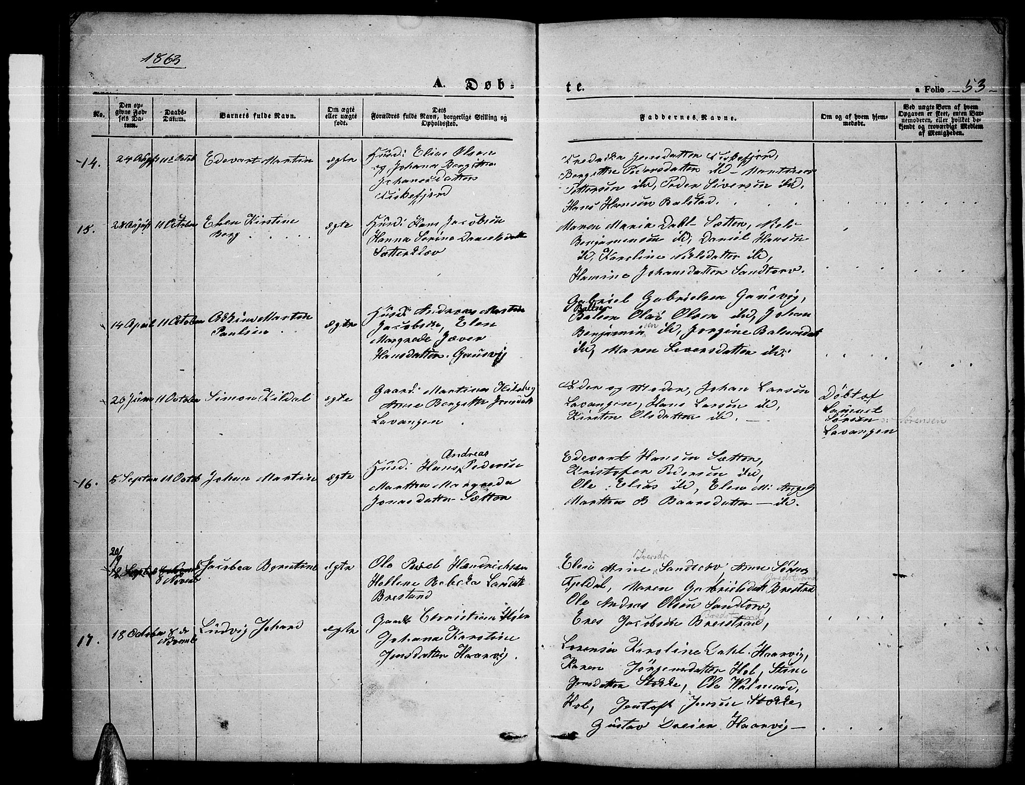 Ministerialprotokoller, klokkerbøker og fødselsregistre - Nordland, SAT/A-1459/865/L0929: Parish register (copy) no. 865C01, 1840-1866, p. 53