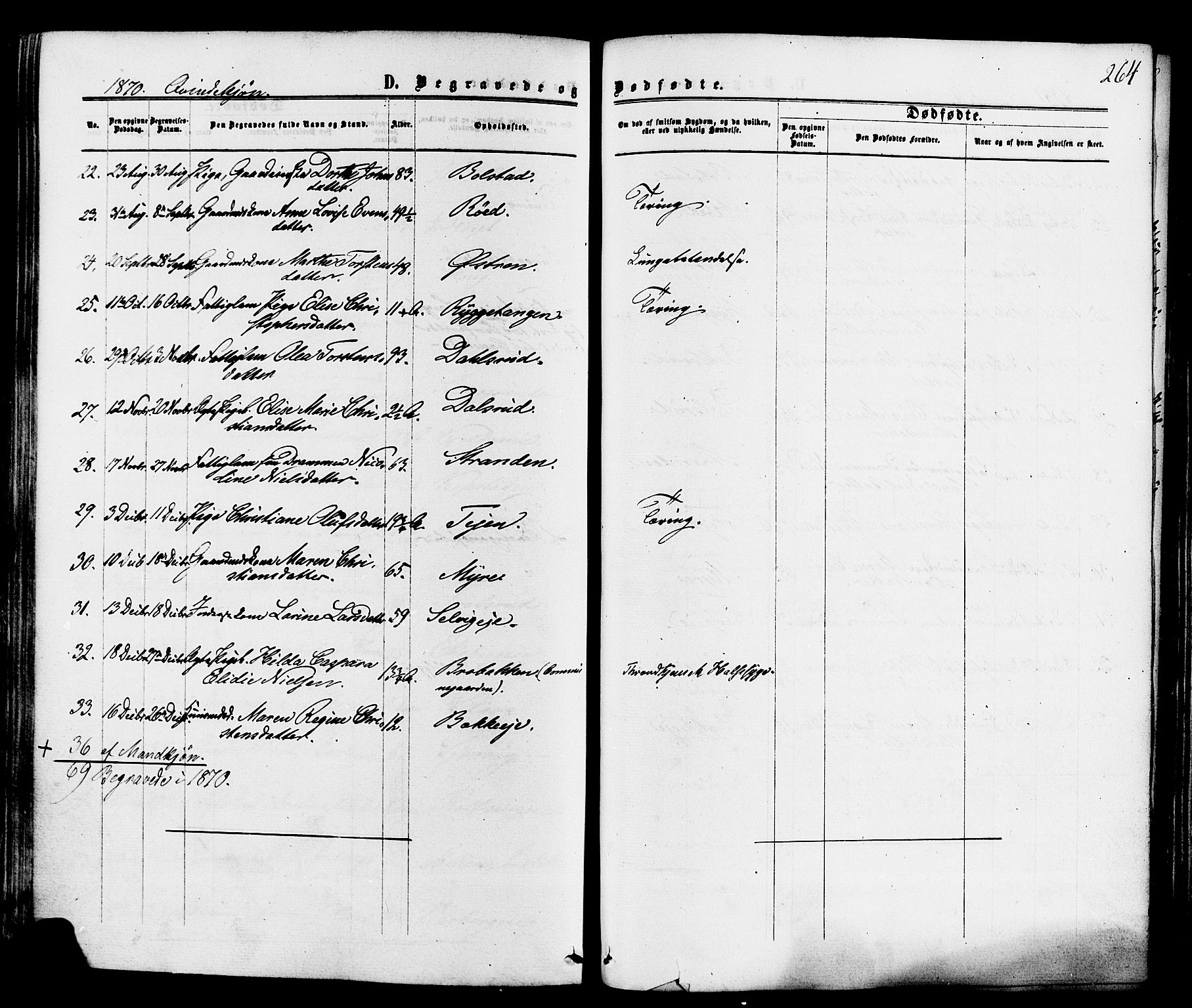 Sande Kirkebøker, AV/SAKO-A-53/F/Fa/L0005: Parish register (official) no. 5, 1865-1877, p. 264