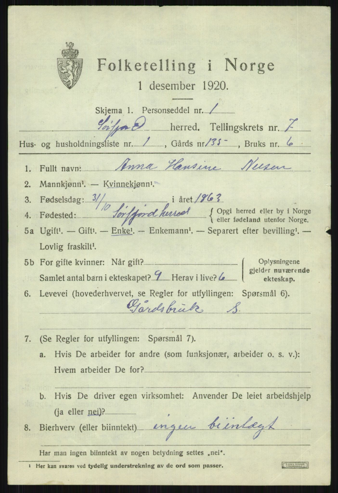 SATØ, 1920 census for Sørfjord, 1920, p. 2726