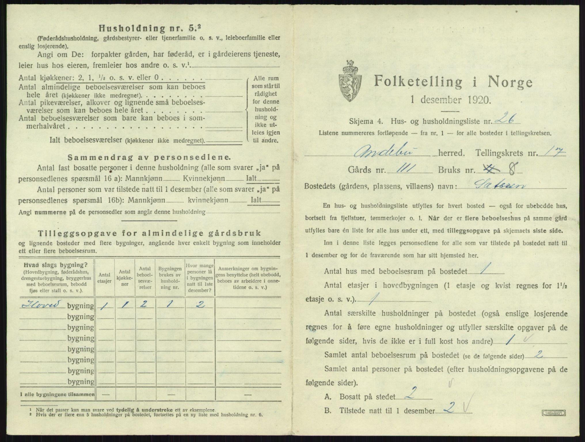 SAKO, 1920 census for Andebu, 1920, p. 967