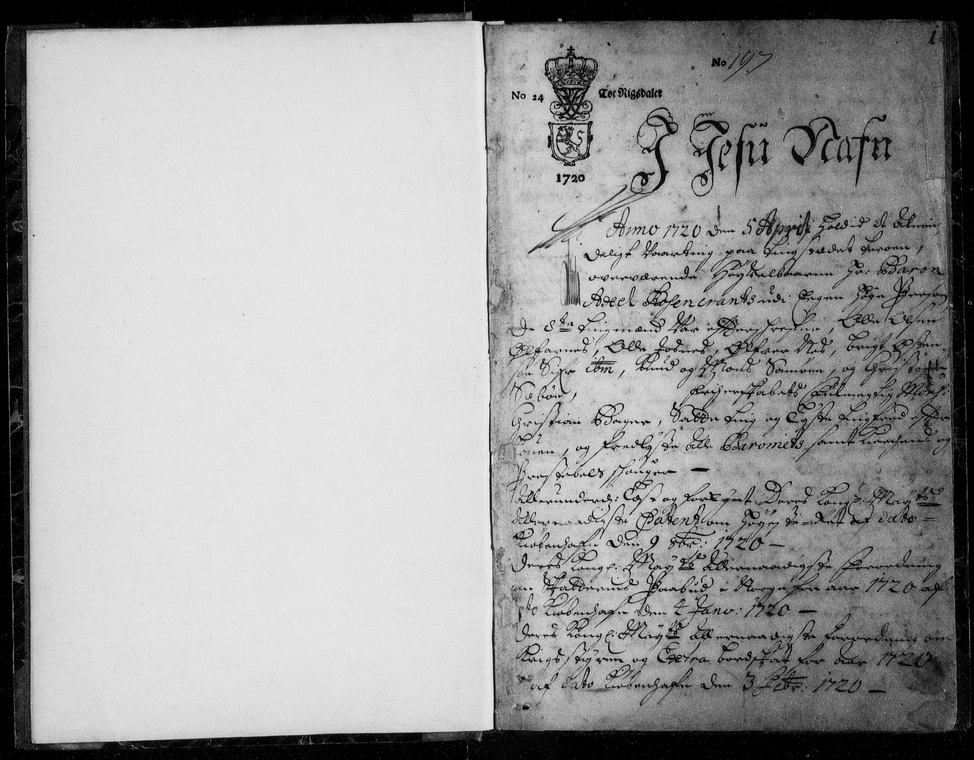 Hardanger og Voss sorenskriveri, SAB/A-2501/1/1A/1Aa/L0002: Tingbok for Rosendal, 1720-1748, p. 0b-1a