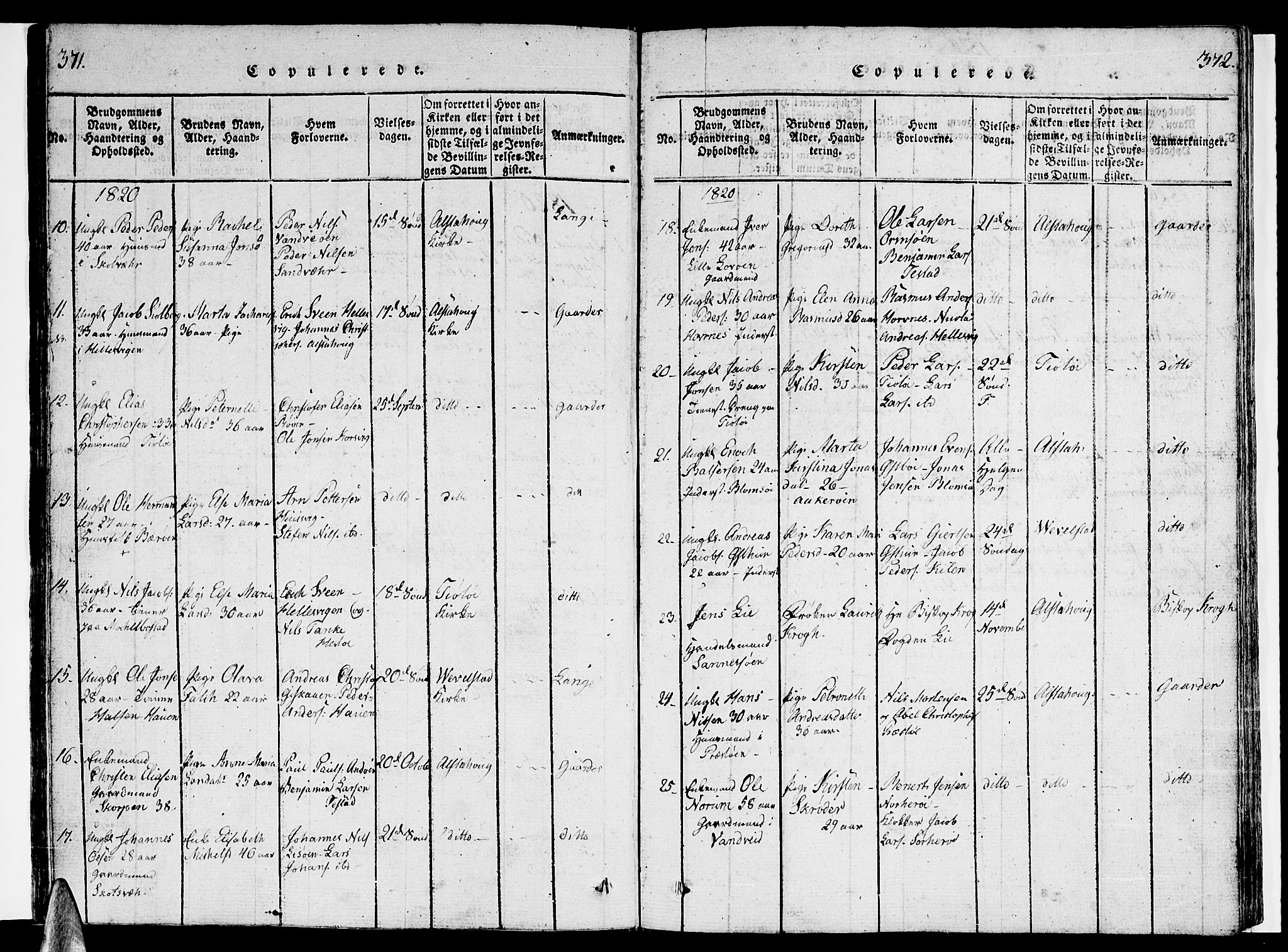 Ministerialprotokoller, klokkerbøker og fødselsregistre - Nordland, SAT/A-1459/830/L0457: Parish register (copy) no. 830C01 /1, 1820-1842, p. 371-372