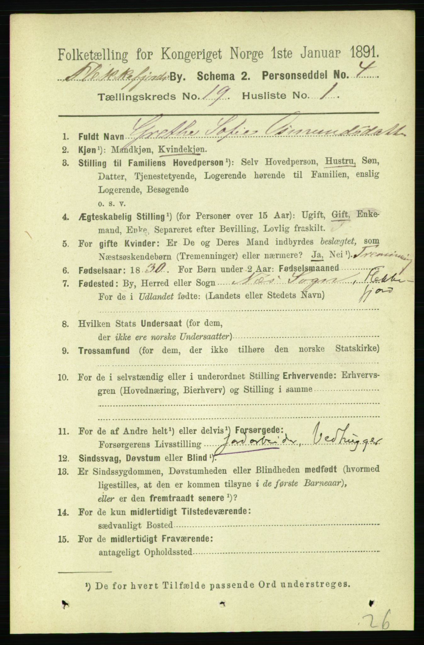 RA, 1891 census for 1004 Flekkefjord, 1891, p. 2322