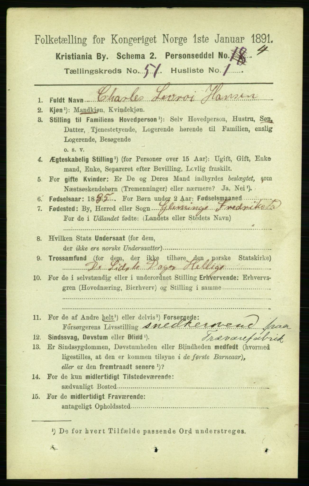 RA, 1891 census for 0301 Kristiania, 1891, p. 29179