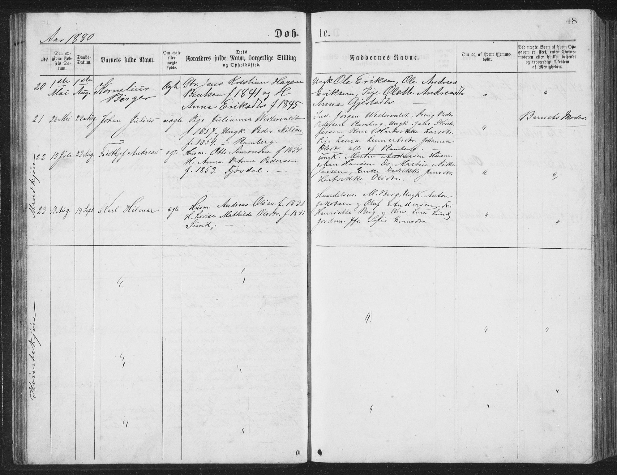 Ministerialprotokoller, klokkerbøker og fødselsregistre - Nordland, AV/SAT-A-1459/885/L1213: Parish register (copy) no. 885C02, 1874-1892, p. 48