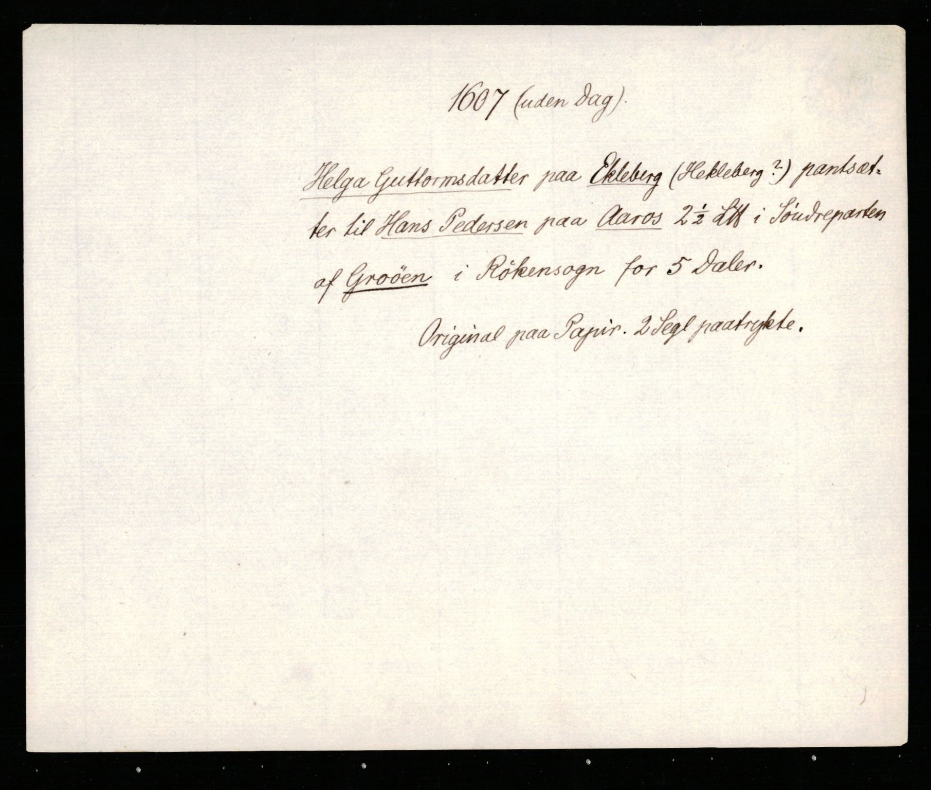 Riksarkivets diplomsamling, AV/RA-EA-5965/F35/F35b/L0005: Riksarkivets diplomer, seddelregister, 1601-1612, p. 463