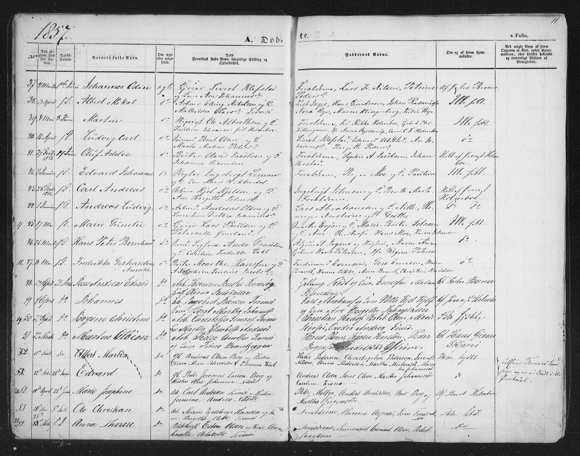 Tromsø sokneprestkontor/stiftsprosti/domprosti, SATØ/S-1343/G/Ga/L0011kirke: Parish register (official) no. 11, 1856-1865, p. 11