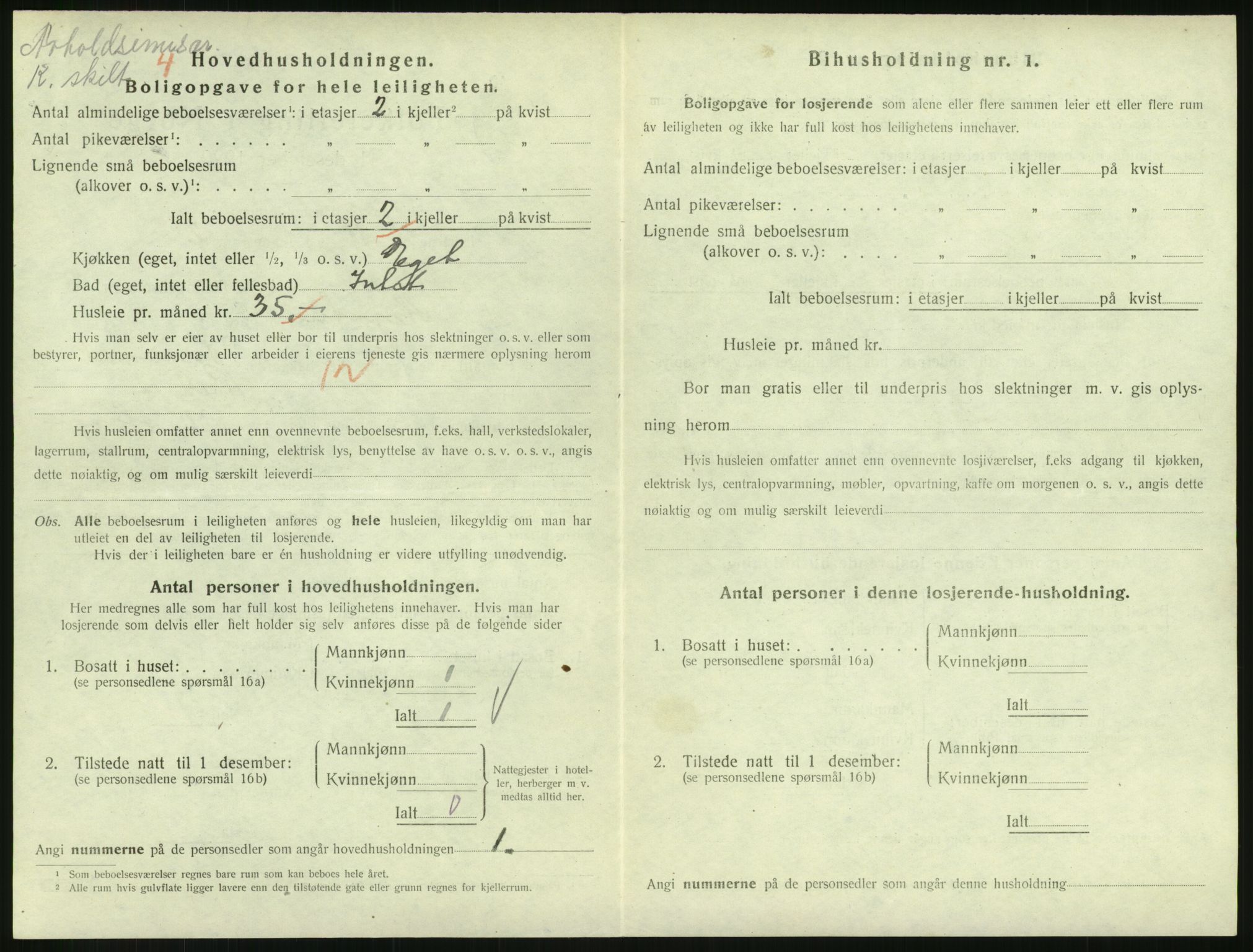 SAH, 1920 census for Lillehammer, 1920, p. 1555