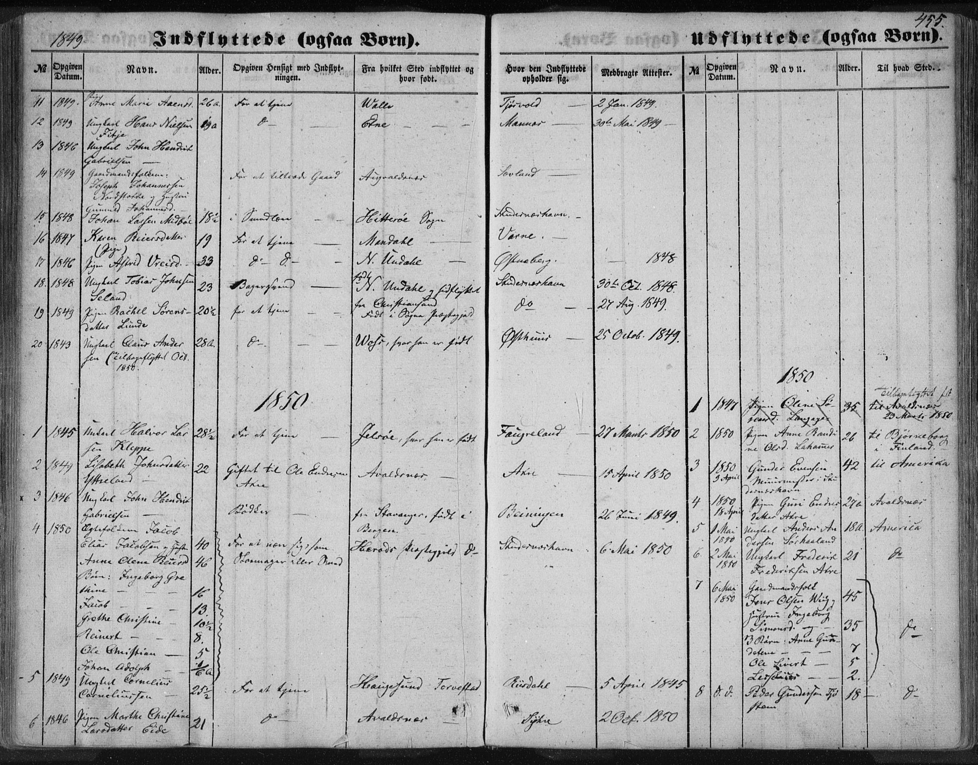 Skudenes sokneprestkontor, SAST/A -101849/H/Ha/Haa/L0005: Parish register (official) no. A 3.2, 1847-1863, p. 455