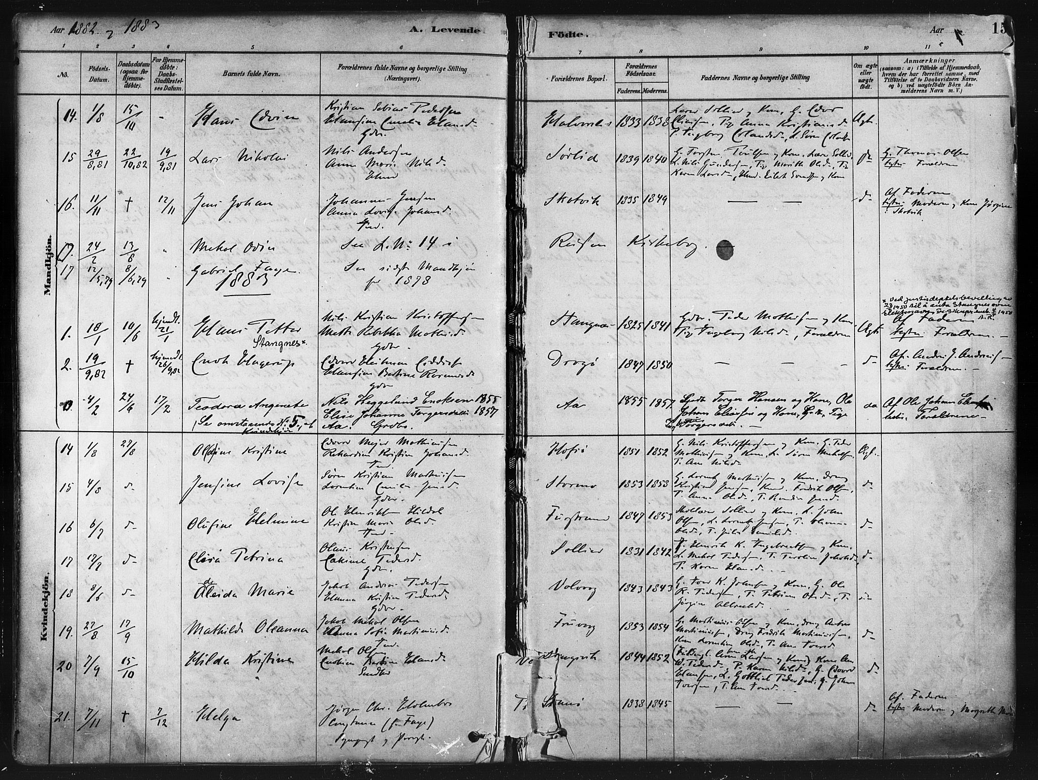 Tranøy sokneprestkontor, AV/SATØ-S-1313/I/Ia/Iaa/L0009kirke: Parish register (official) no. 9, 1878-1904, p. 15