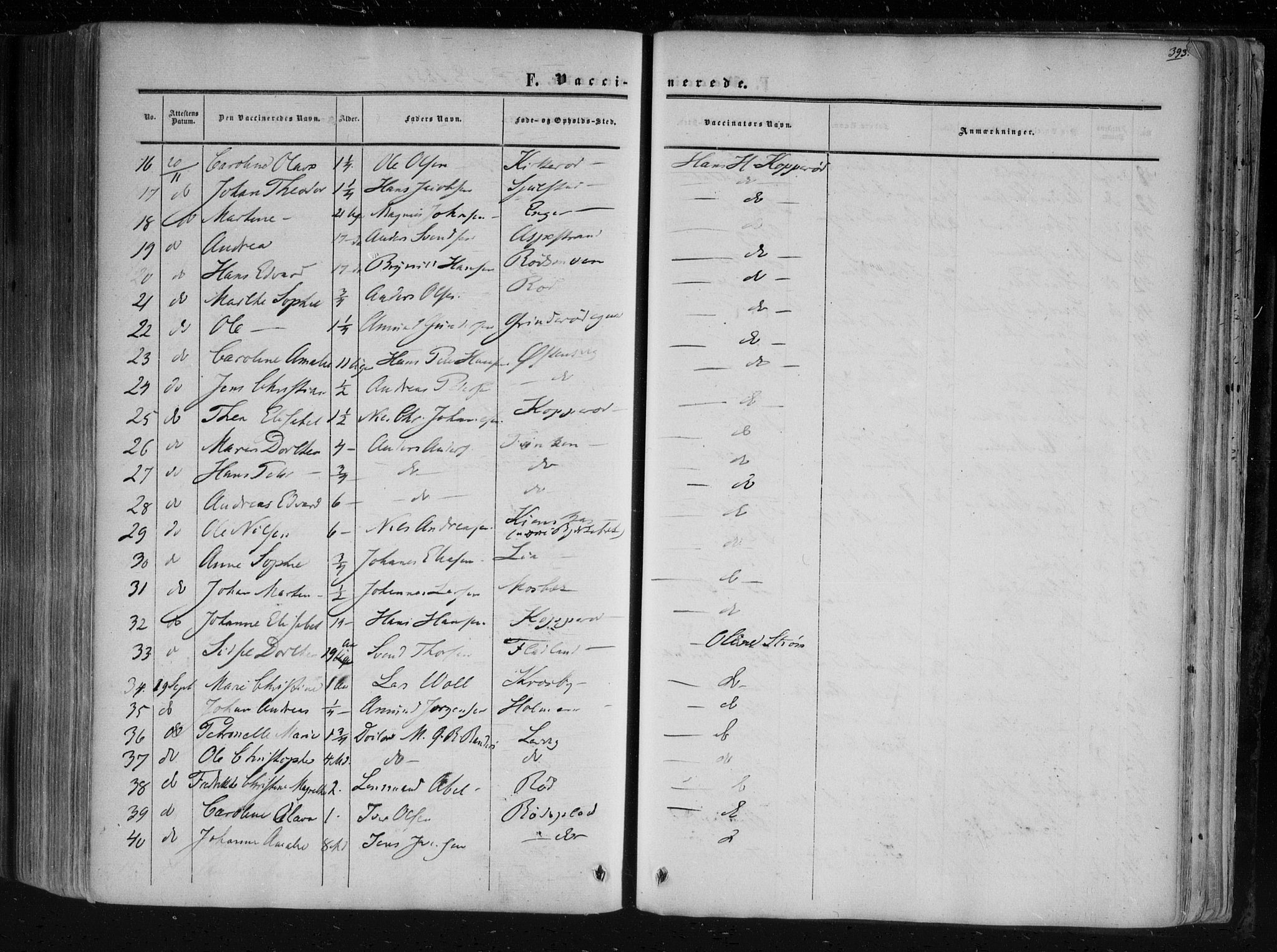 Aremark prestekontor Kirkebøker, AV/SAO-A-10899/F/Fc/L0003: Parish register (official) no. III 3, 1850-1865, p. 393