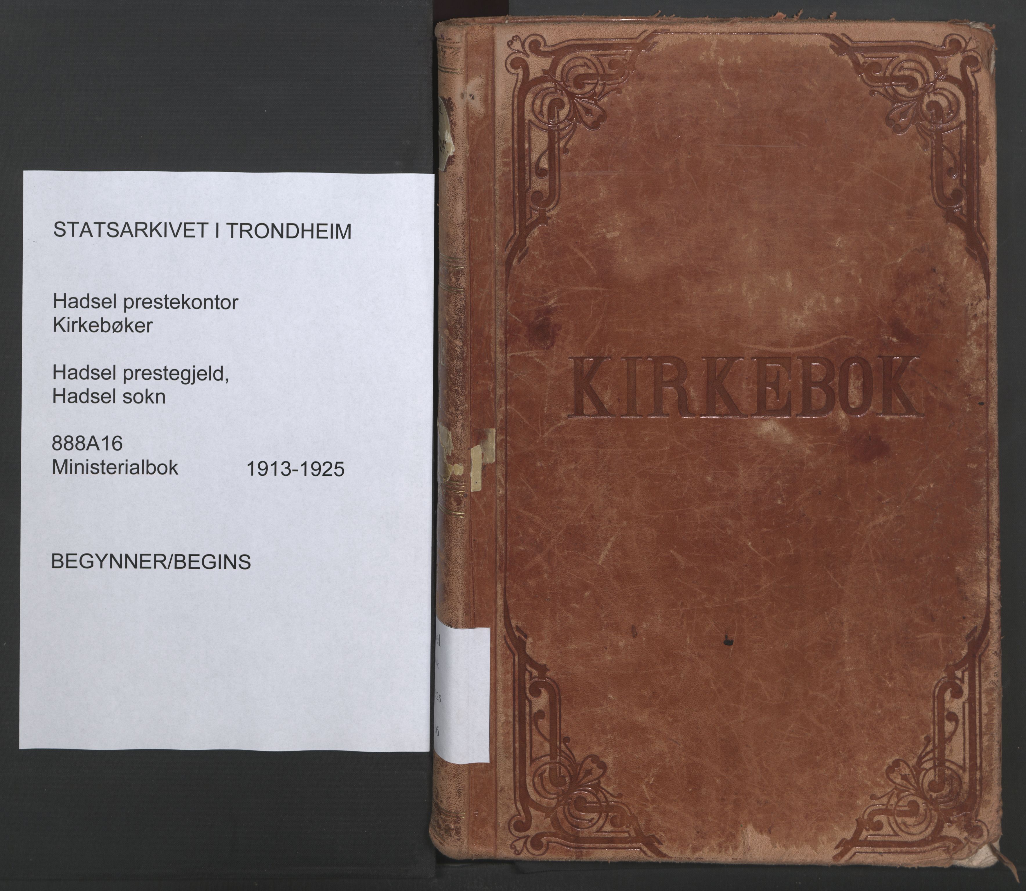 Ministerialprotokoller, klokkerbøker og fødselsregistre - Nordland, AV/SAT-A-1459/888/L1250: Parish register (official) no. 888A16, 1913-1925