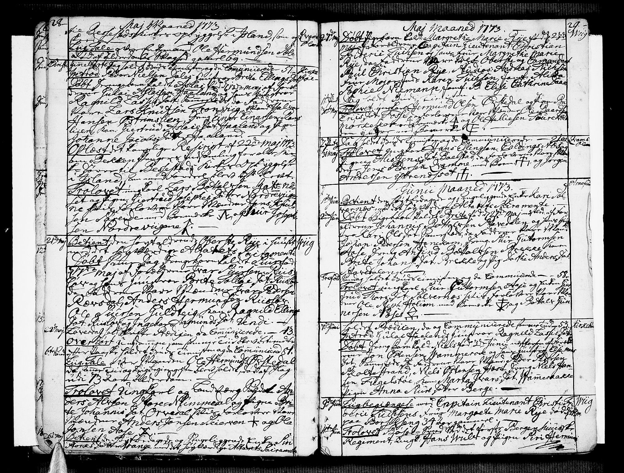 Vik sokneprestembete, SAB/A-81501: Parish register (official) no. A 4, 1772-1783, p. 28-29