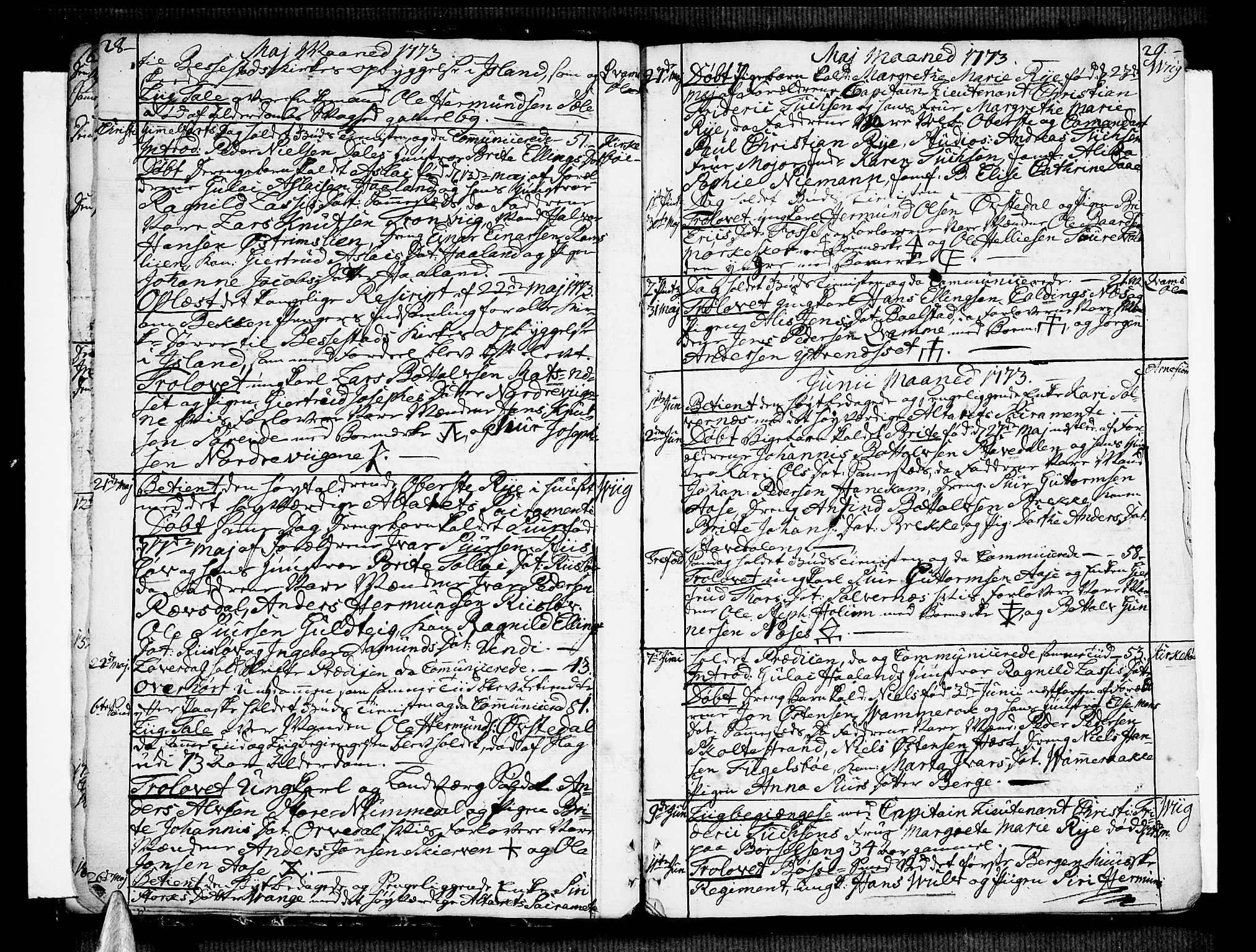 Vik sokneprestembete, AV/SAB-A-81501/H/Haa/Haaa/L0004: Parish register (official) no. A 4, 1772-1783, p. 28-29