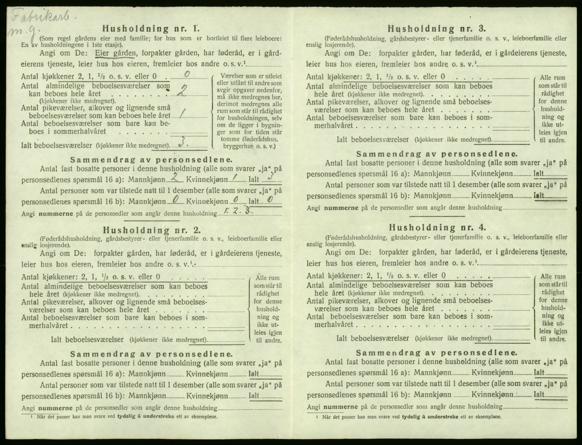 SAB, 1920 census for Ullensvang, 1920, p. 206