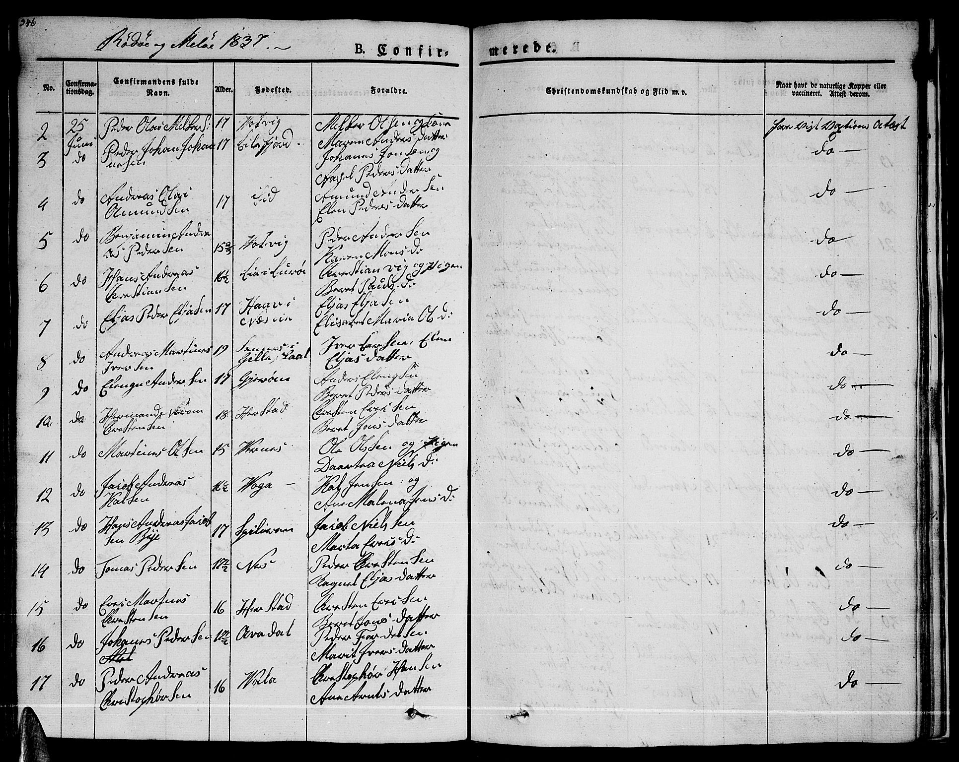 Ministerialprotokoller, klokkerbøker og fødselsregistre - Nordland, AV/SAT-A-1459/841/L0598: Parish register (official) no. 841A06 /1, 1825-1844, p. 346