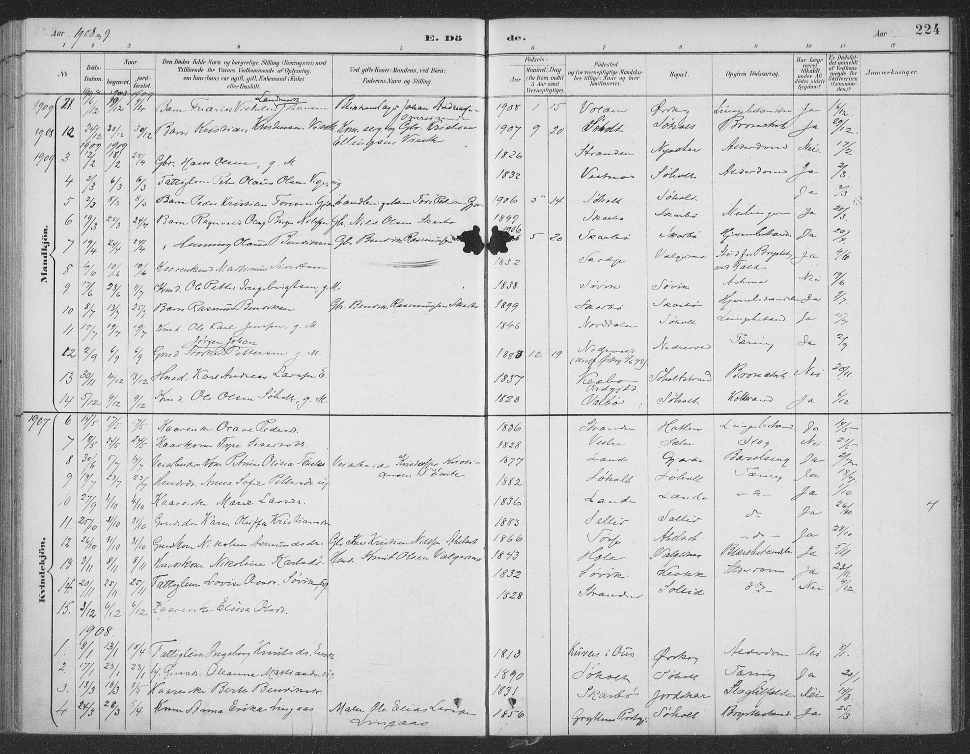 Ministerialprotokoller, klokkerbøker og fødselsregistre - Møre og Romsdal, AV/SAT-A-1454/522/L0316: Parish register (official) no. 522A11, 1890-1911, p. 224