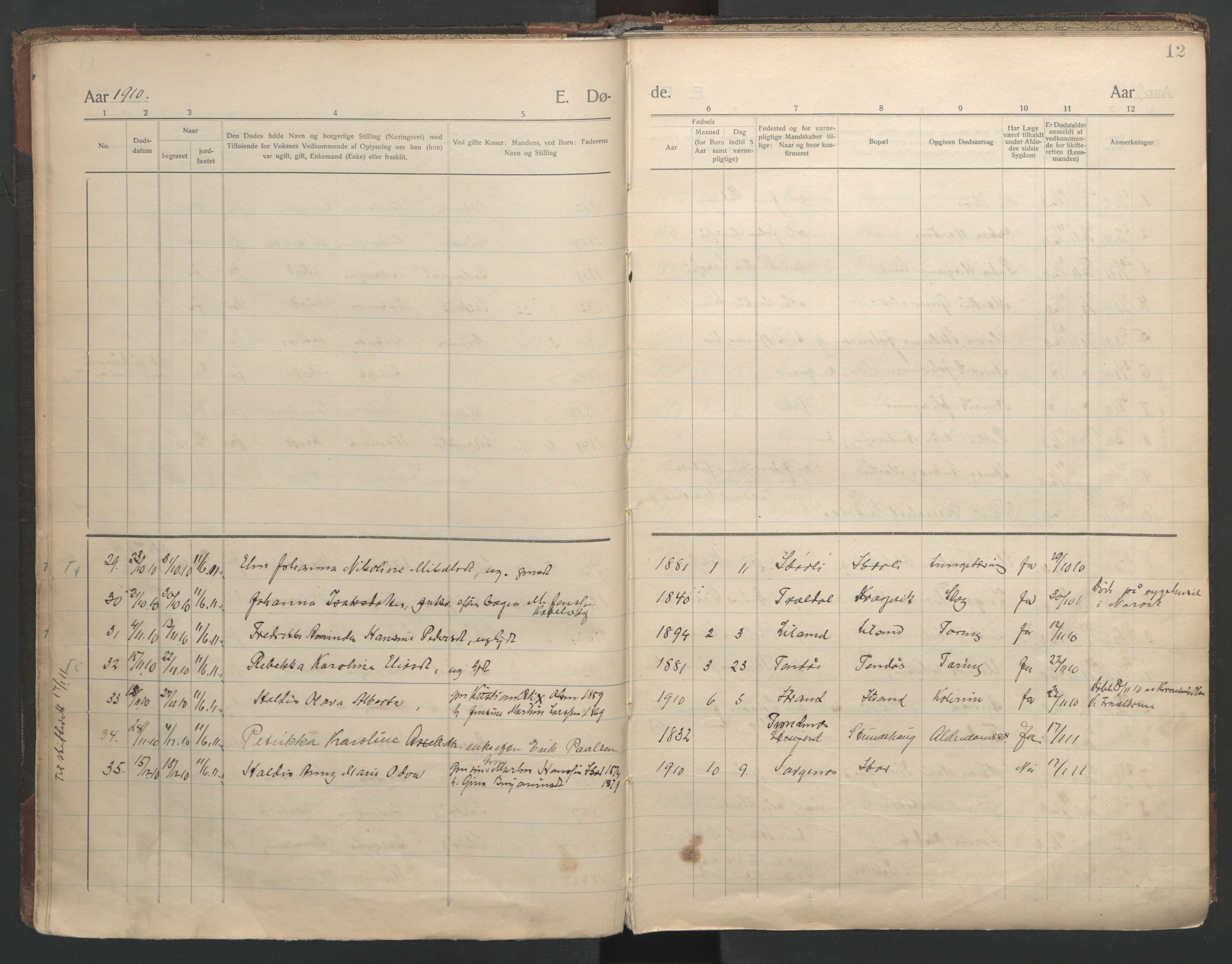 Ministerialprotokoller, klokkerbøker og fødselsregistre - Nordland, AV/SAT-A-1459/863/L0903: Parish register (official) no. 863A15, 1907-1937, p. 12