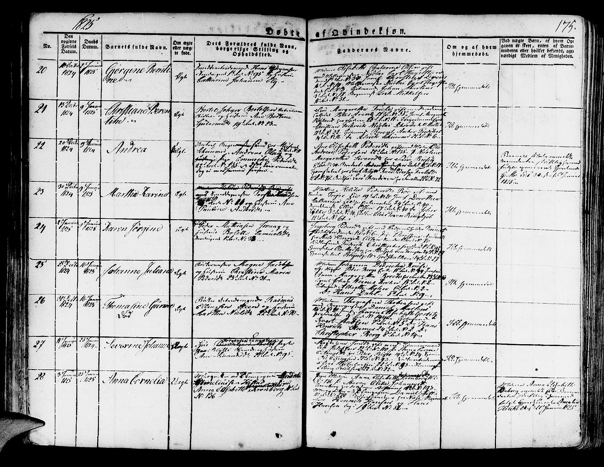 Korskirken sokneprestembete, AV/SAB-A-76101/H/Haa/L0014: Parish register (official) no. A 14, 1823-1835, p. 175