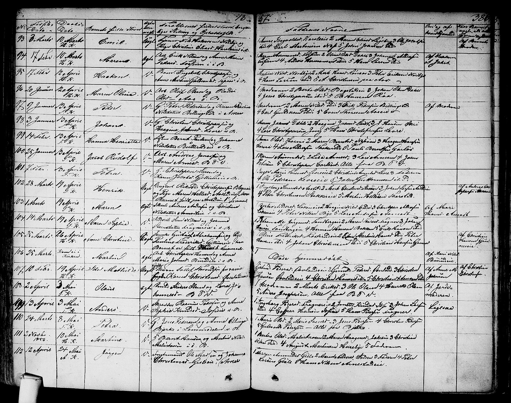 Asker prestekontor Kirkebøker, AV/SAO-A-10256a/F/Fa/L0007: Parish register (official) no. I 7, 1825-1864, p. 386