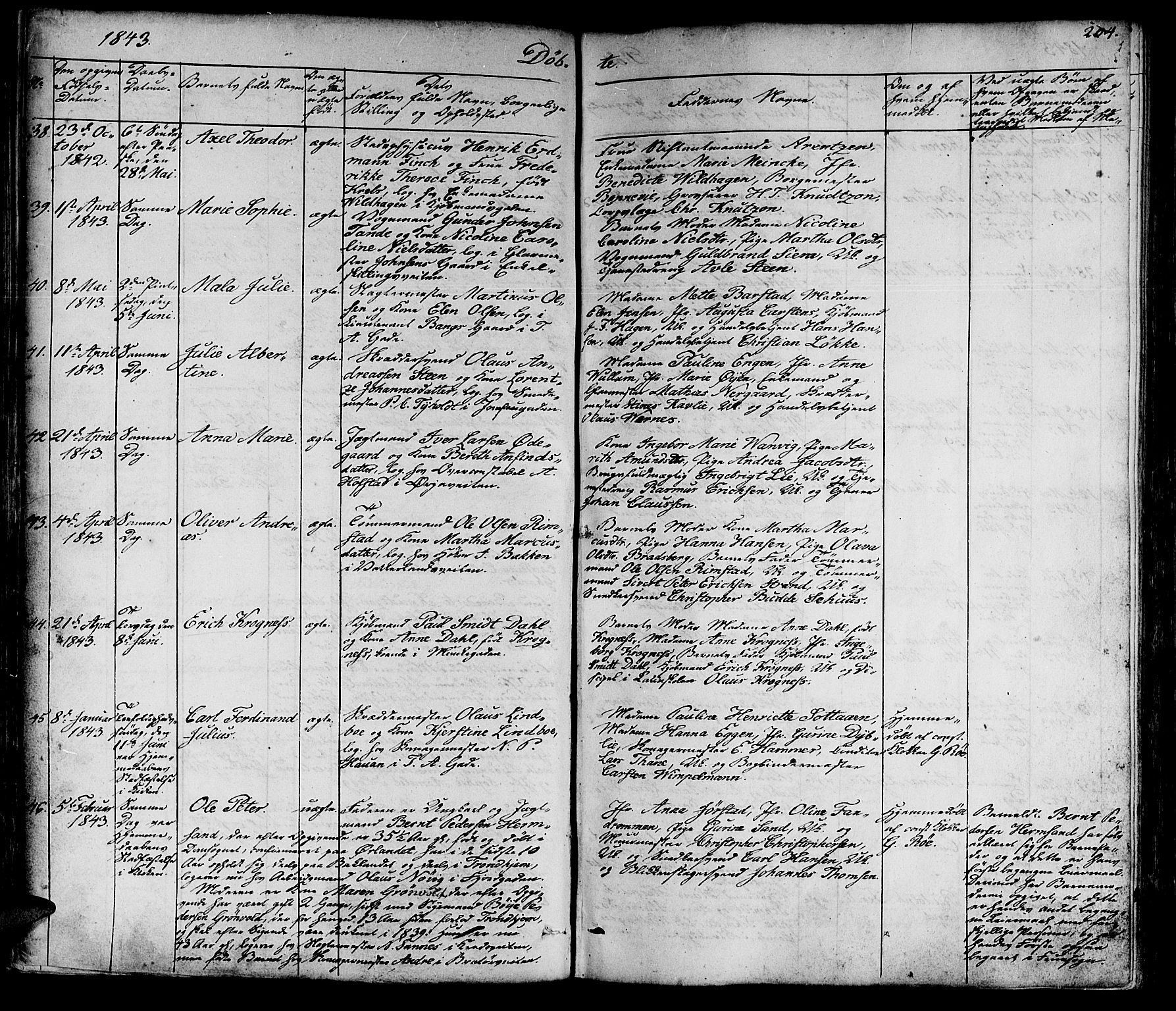 Ministerialprotokoller, klokkerbøker og fødselsregistre - Sør-Trøndelag, SAT/A-1456/602/L0136: Parish register (copy) no. 602C04, 1833-1845, p. 204