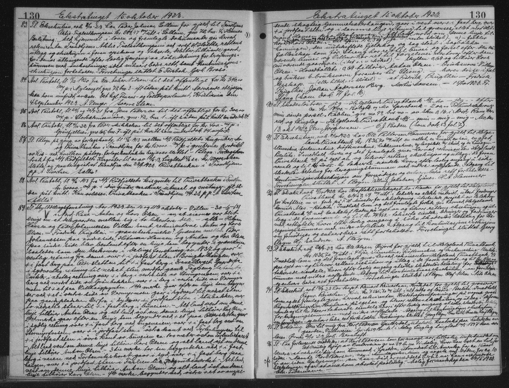 Rana sorenskriveri , AV/SAT-A-1108/1/2/2C/L0018: Mortgage book no. 18, 1923-1928, p. 130, Deed date: 15.10.1923