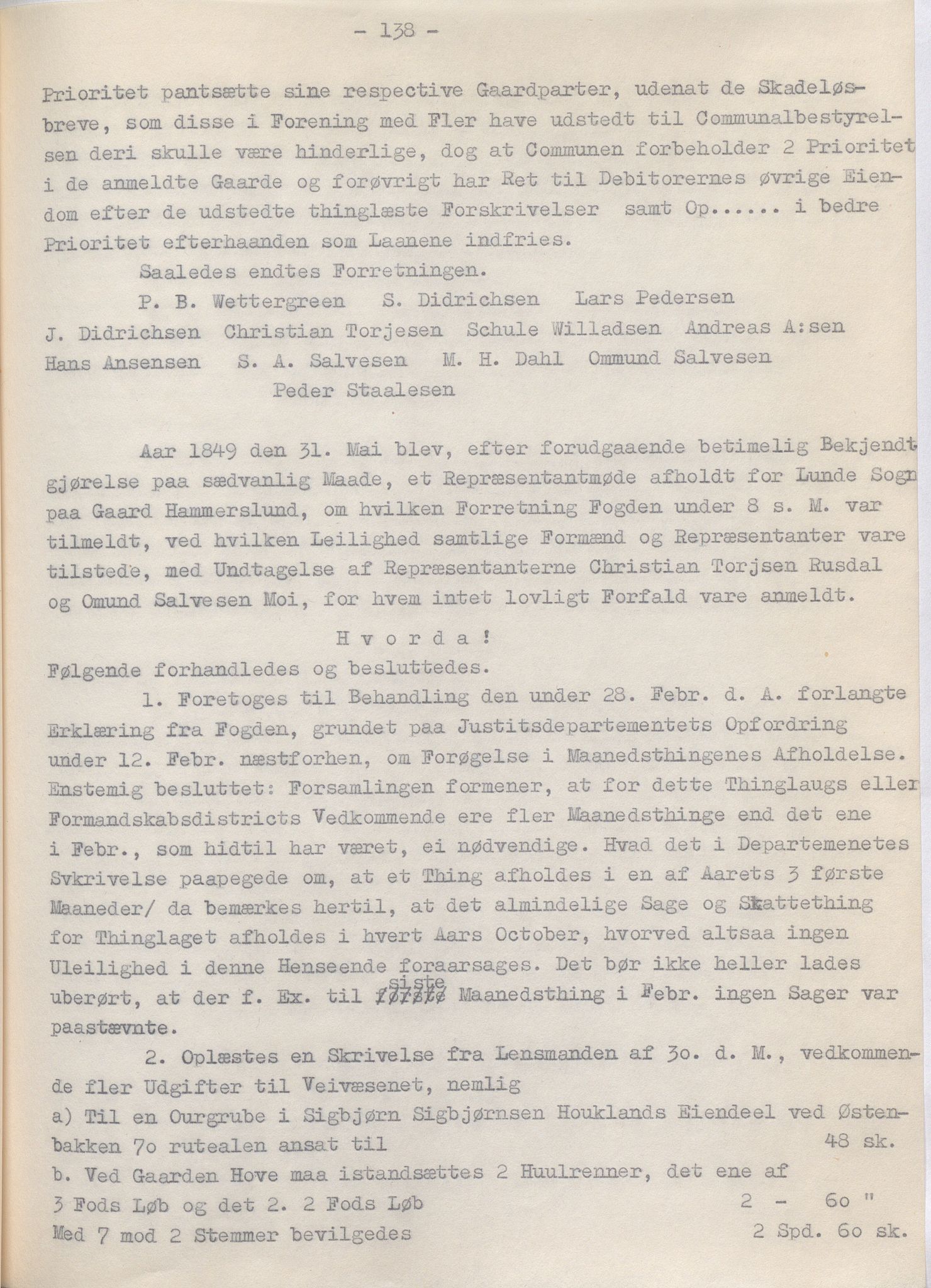 Lund kommune - Formannskapet/Formannskapskontoret, IKAR/K-101761/A/Aa/Aaa/L0002: Forhandlingsprotokoll, 1837-1865, p. 138