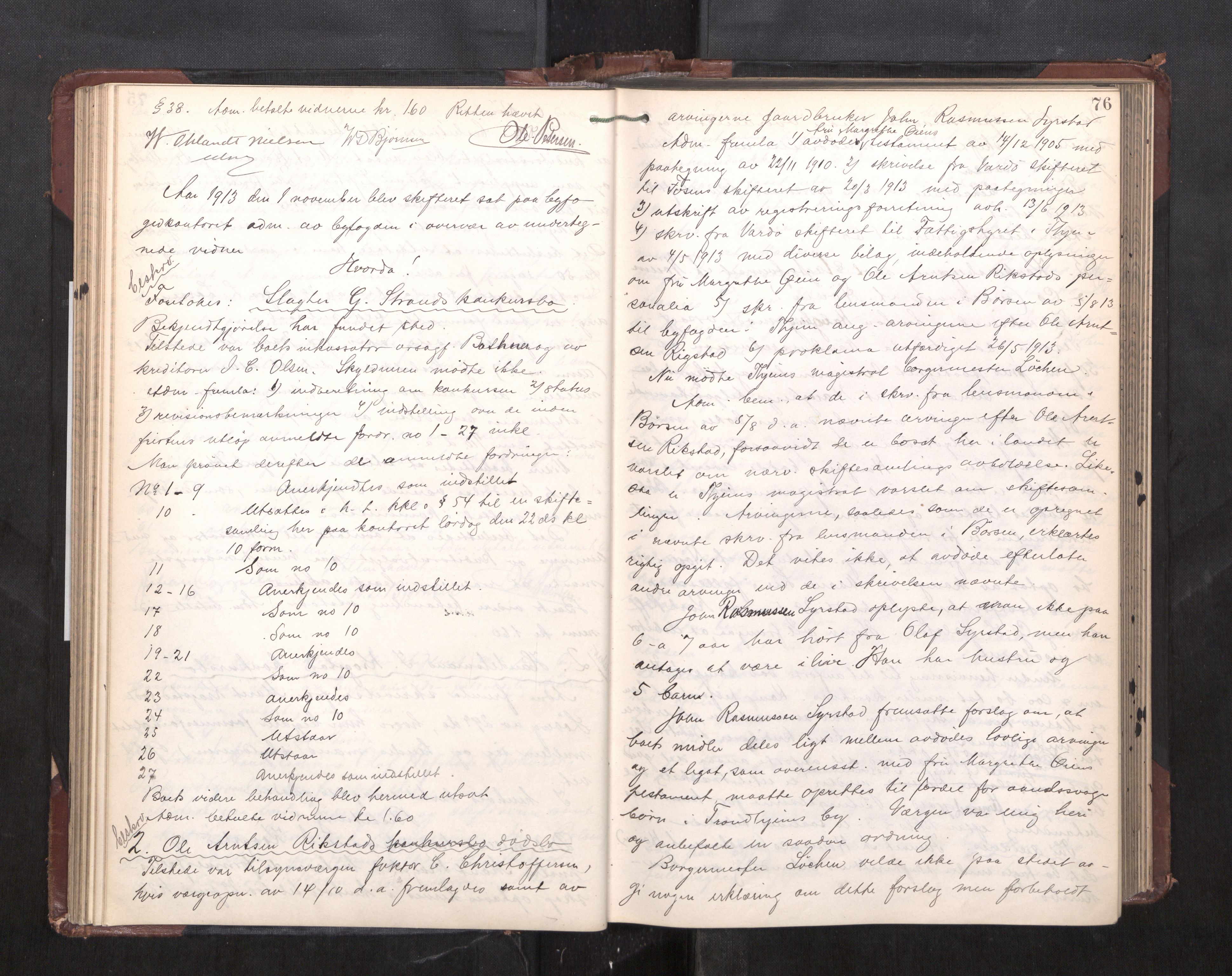 Trondheim byfogd, AV/SAT-A-0003/1/3/3C/L0028: Skifteregistreringsprotokoll - 17/1-29/1. (u/ register), 1913-1917, p. 76