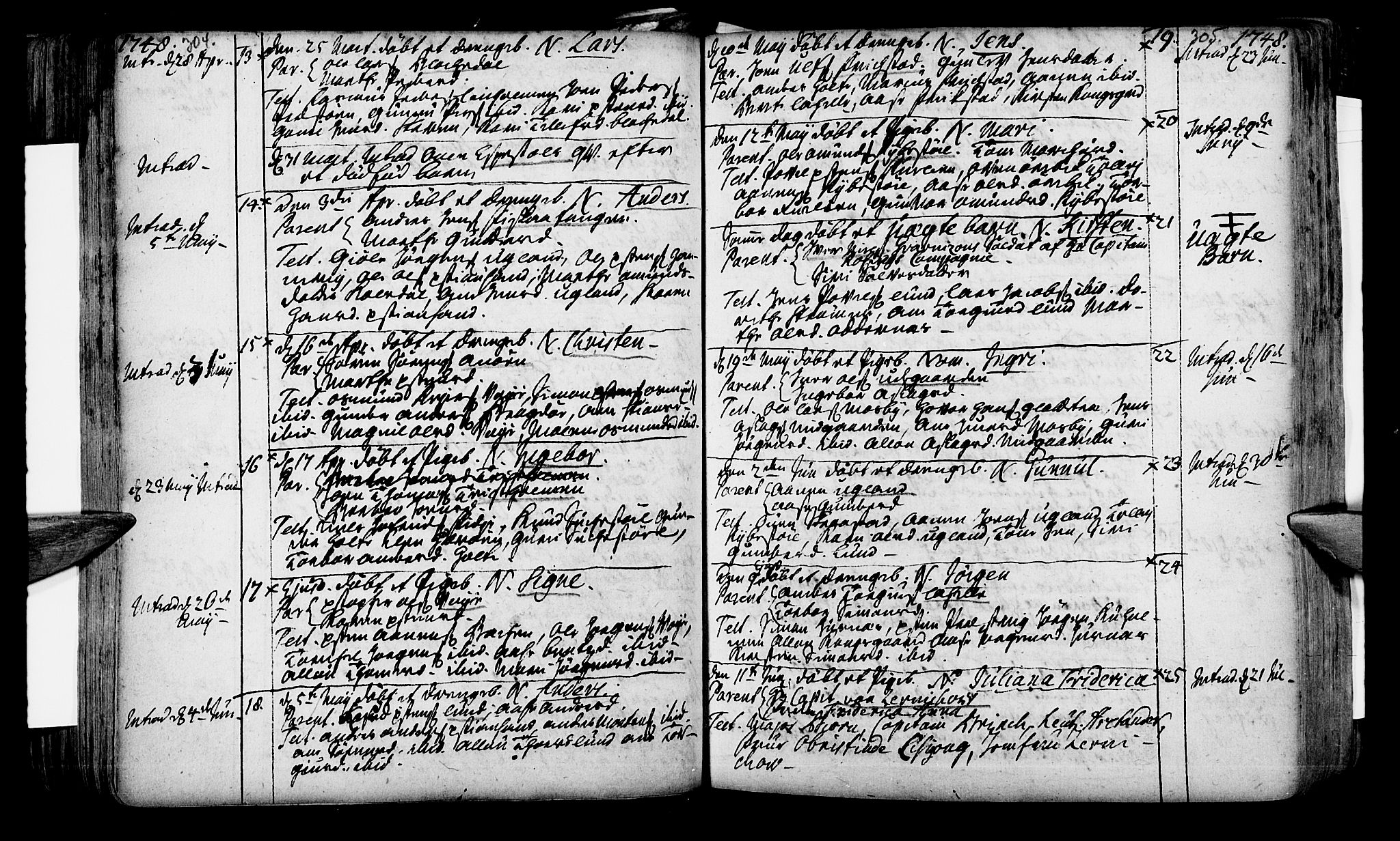 Oddernes sokneprestkontor, SAK/1111-0033/F/Fa/Faa/L0002: Parish register (official) no. A 2, 1719-1764, p. 304-305