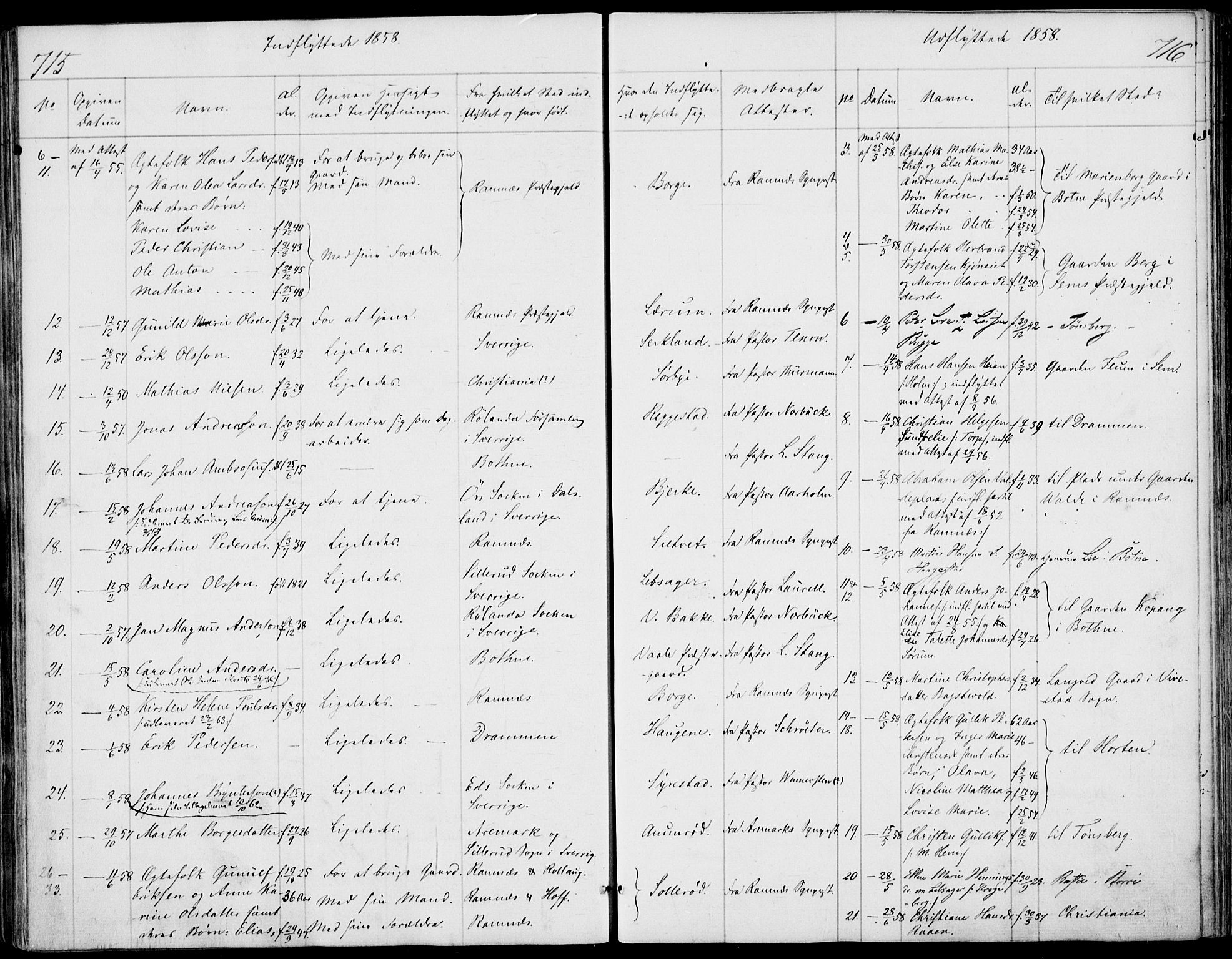 Våle kirkebøker, AV/SAKO-A-334/F/Fa/L0009b: Parish register (official) no. I 9B, 1841-1860, p. 715-716