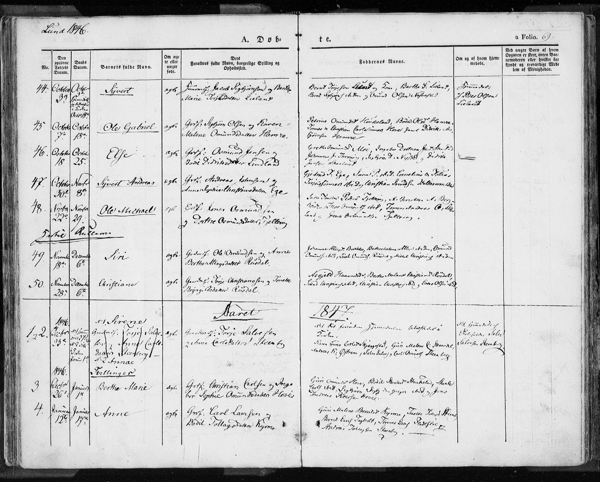 Lund sokneprestkontor, SAST/A-101809/S06/L0007: Parish register (official) no. A 7.1, 1833-1854, p. 69