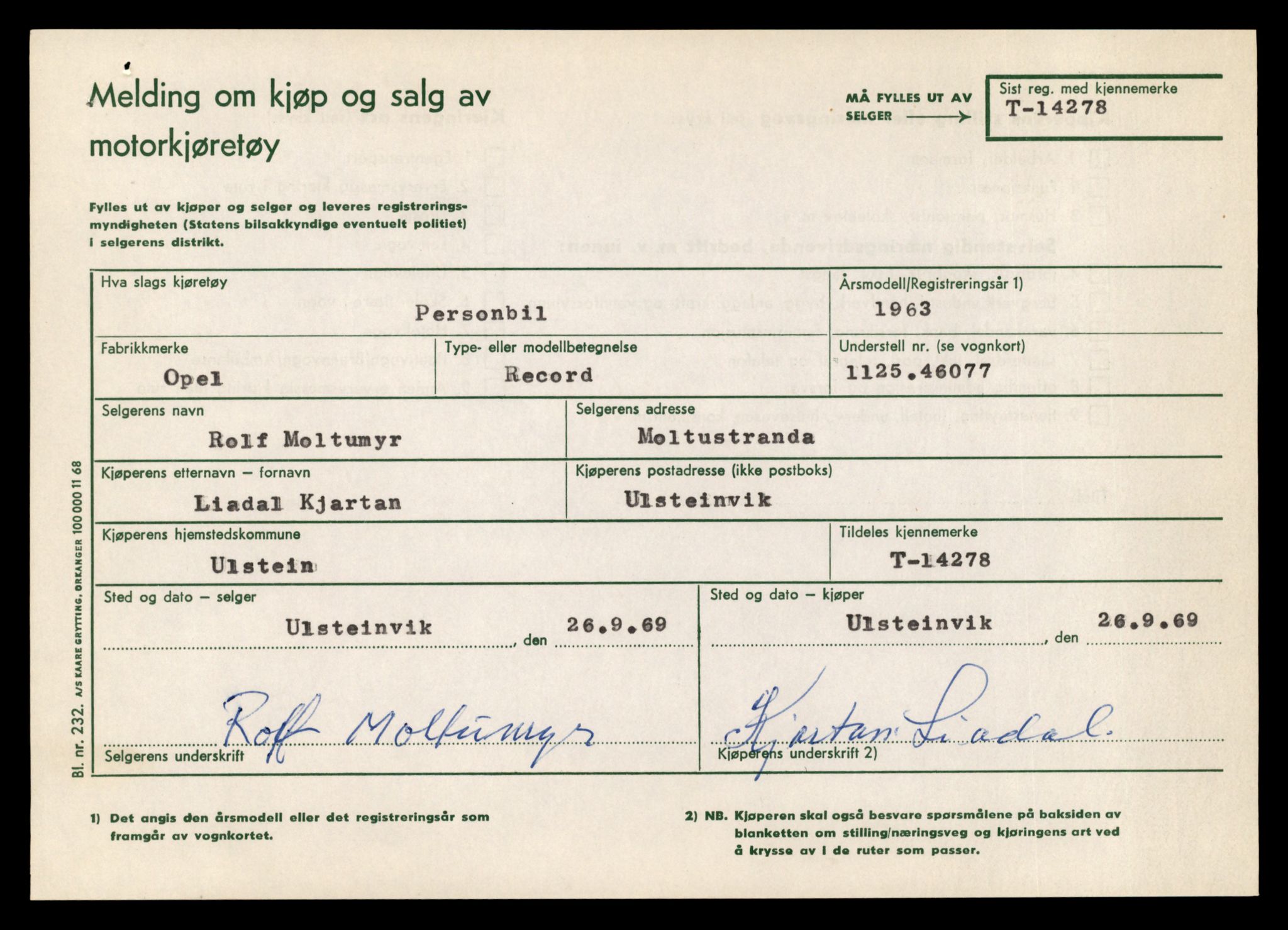 Møre og Romsdal vegkontor - Ålesund trafikkstasjon, AV/SAT-A-4099/F/Fe/L0044: Registreringskort for kjøretøy T 14205 - T 14319, 1927-1998, p. 2187